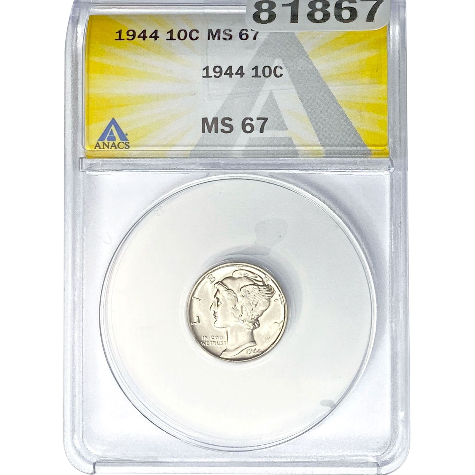 1944 Mercury Silver Dime ANACS MS67 (1 of 2)