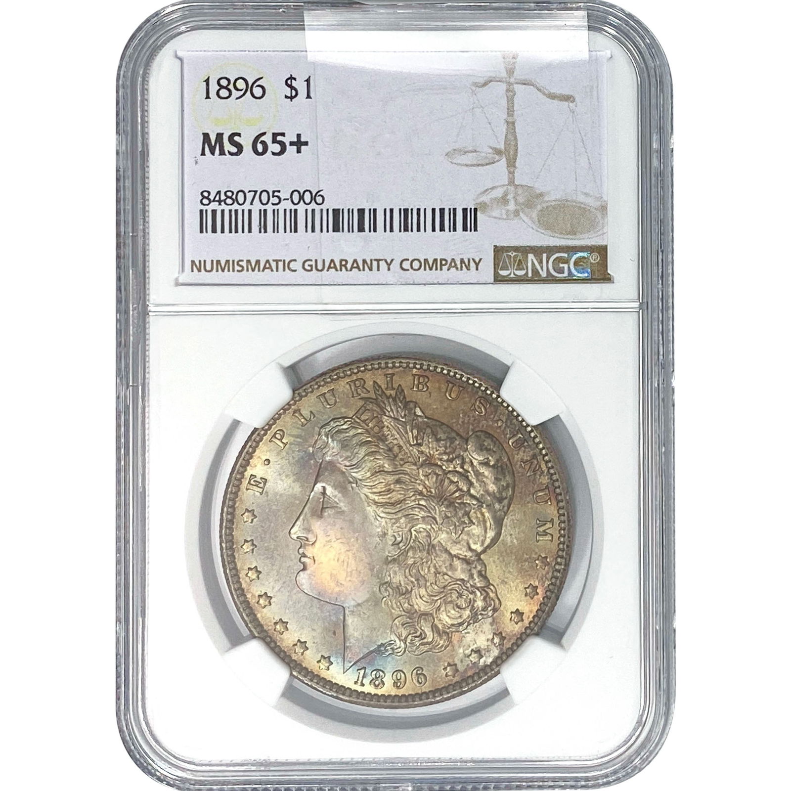 1896 Morgan Silver Dollar NGC MS65+: 1896 Morgan Silver Dollar NGC MS65+