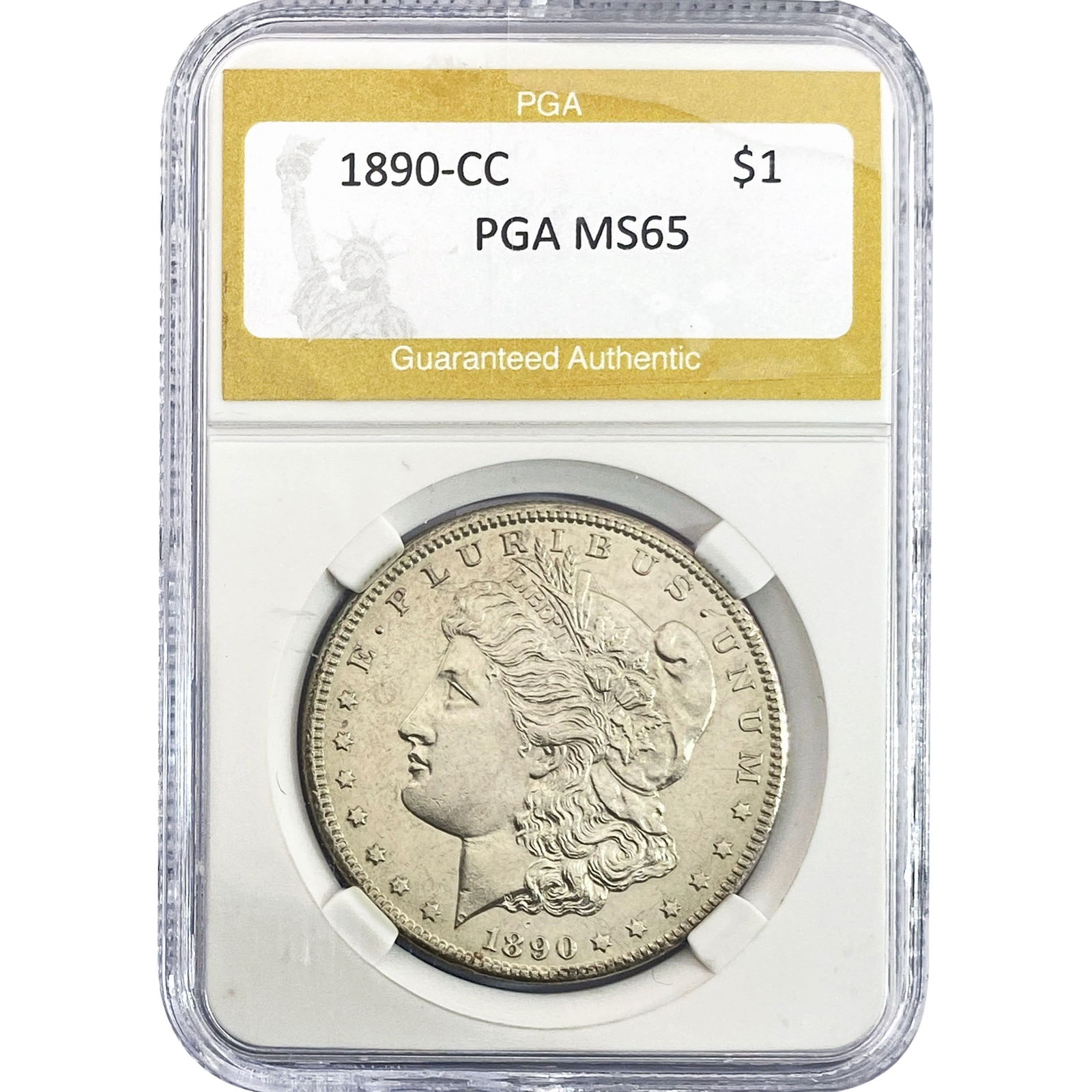 1890-CC Morgan Silver Dollar PGA MS65: 1890-CC Morgan Silver Dollar PGA MS65