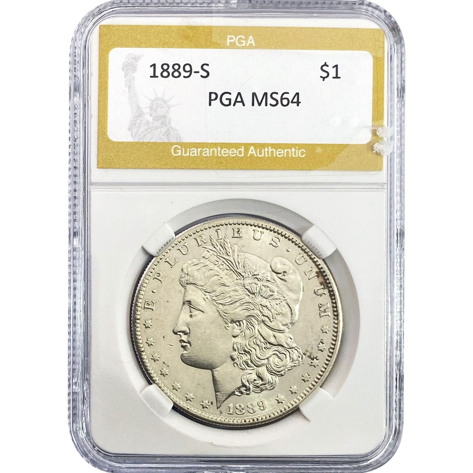 1889-S Morgan Silver Dollar PGA MS64: 1889-S Morgan Silver Dollar PGA MS64