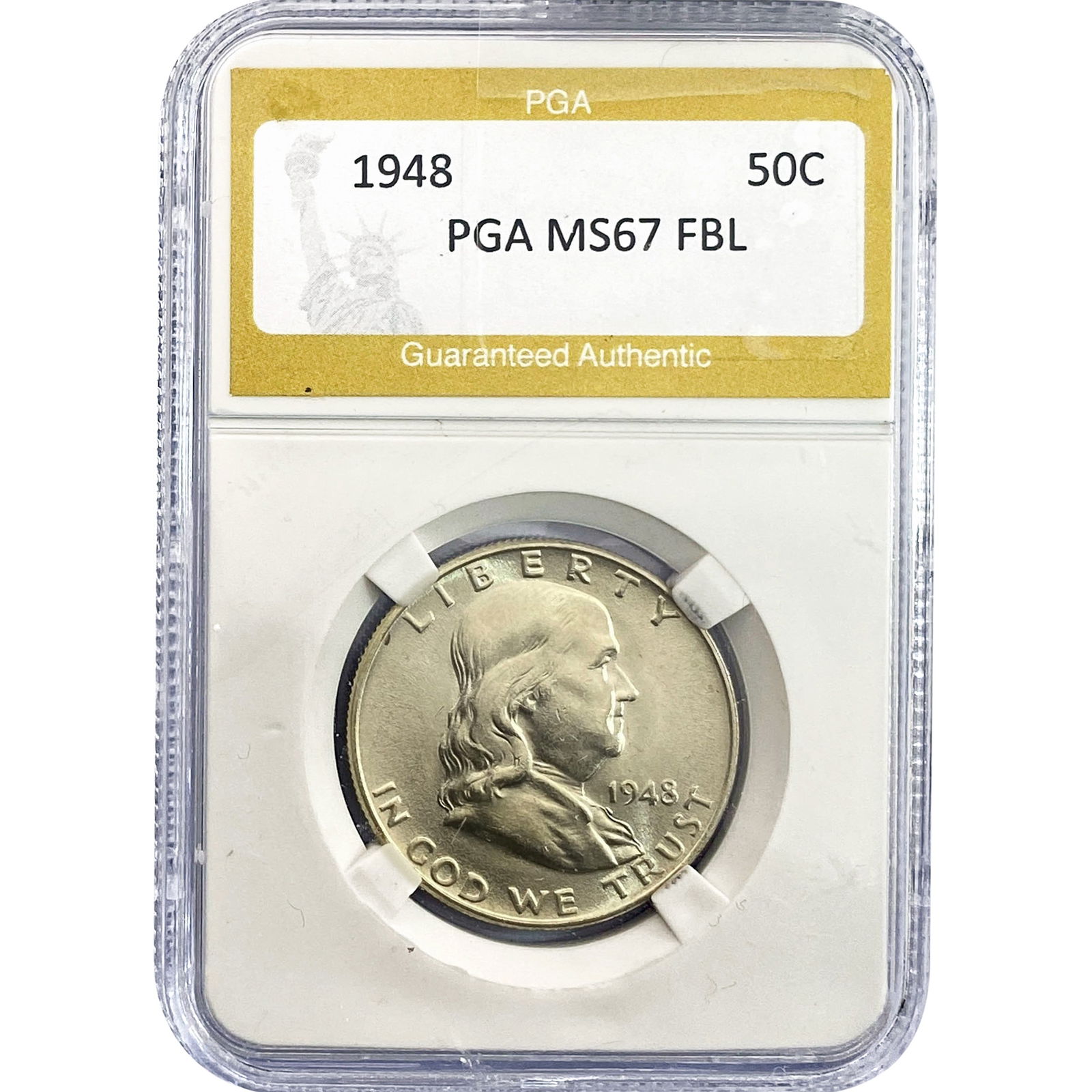 1948 Franklin Half Dollar PGA MS67 FBL: 1948 Franklin Half Dollar PGA MS67 FBL