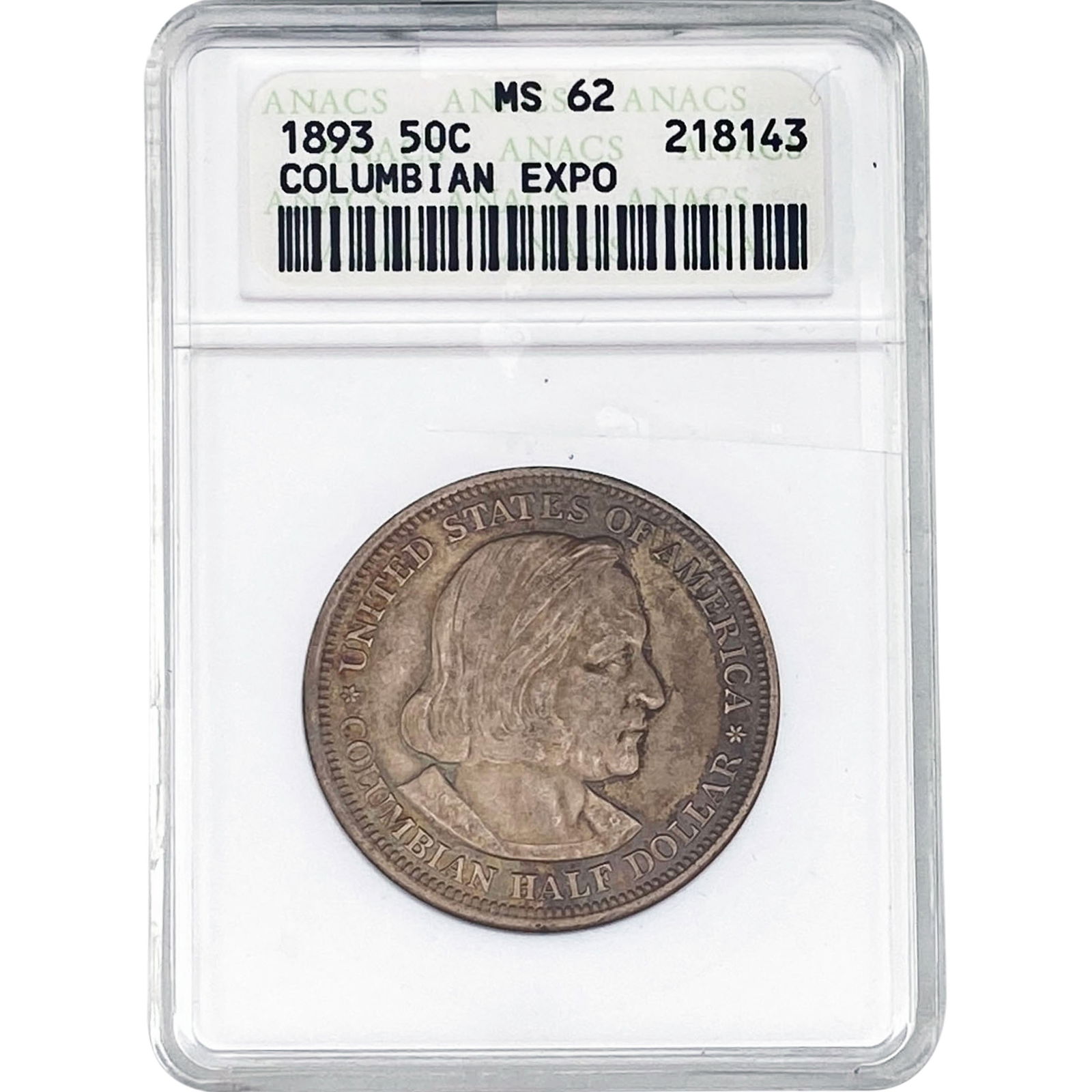 1893 Columbian Expo Half Dollar ANACS MS62 (1 of 2)