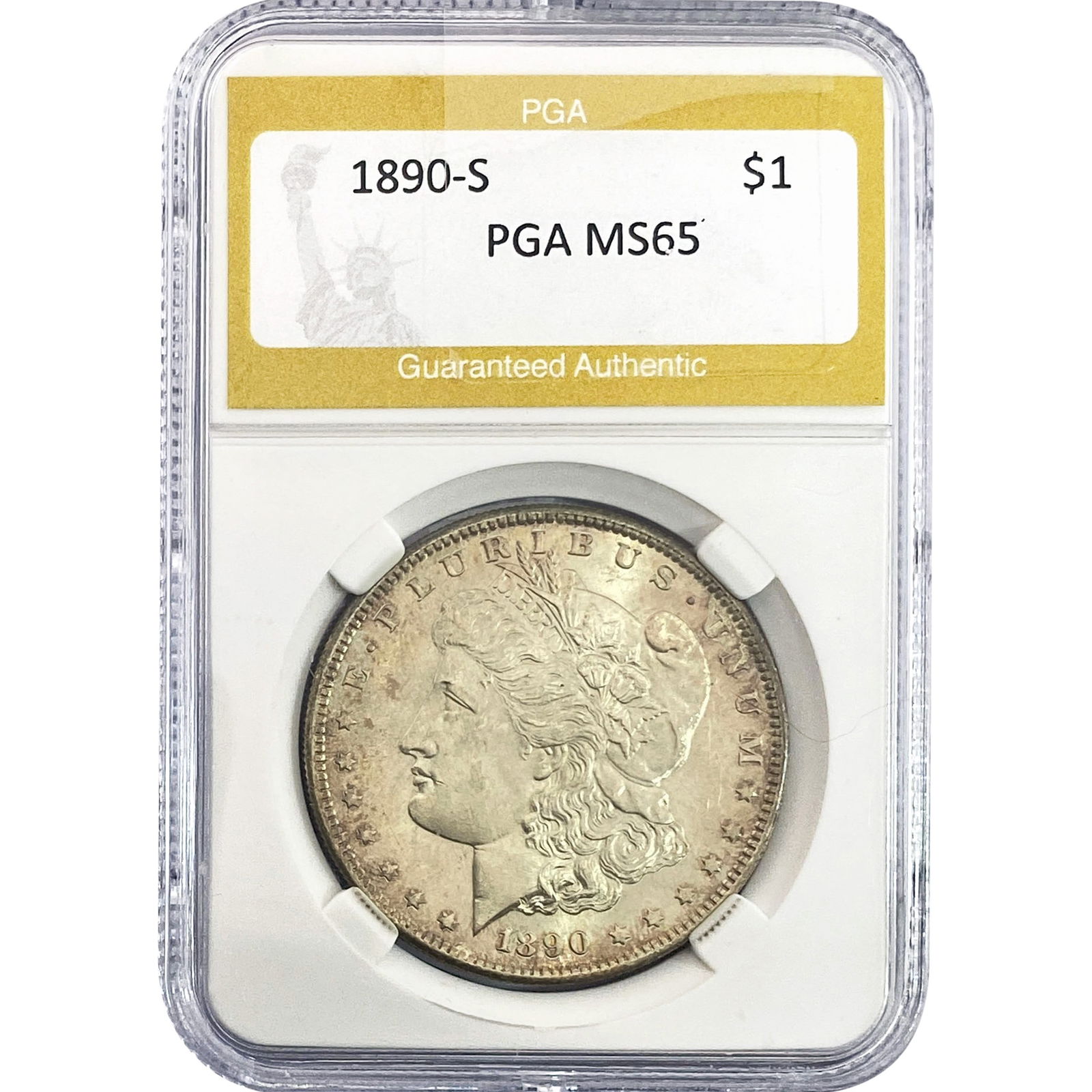 1890-S Morgan Silver Dollar PGA MS65 (1 of 2)