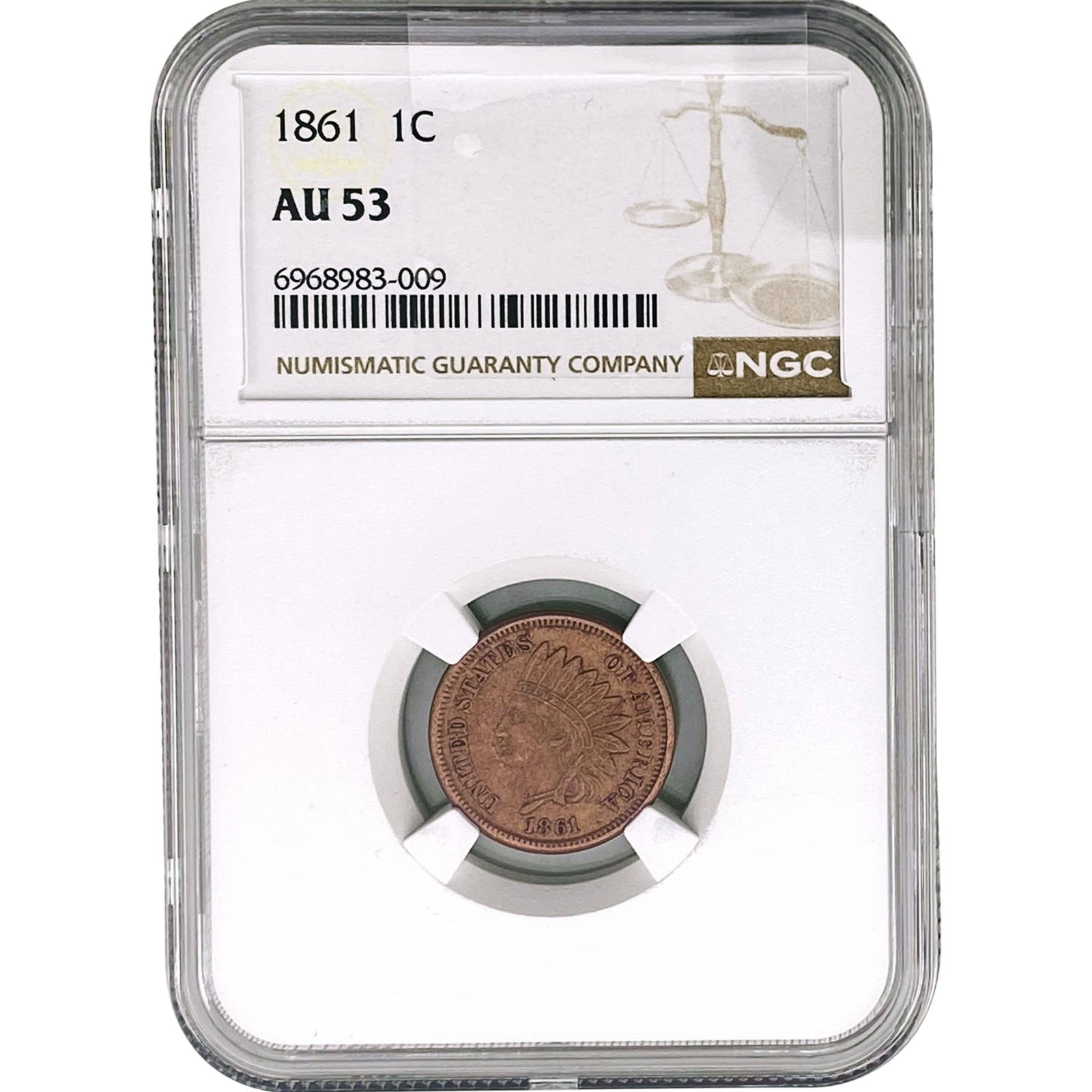 1861 Indian Head Cent NGC AU53 (1 of 2)