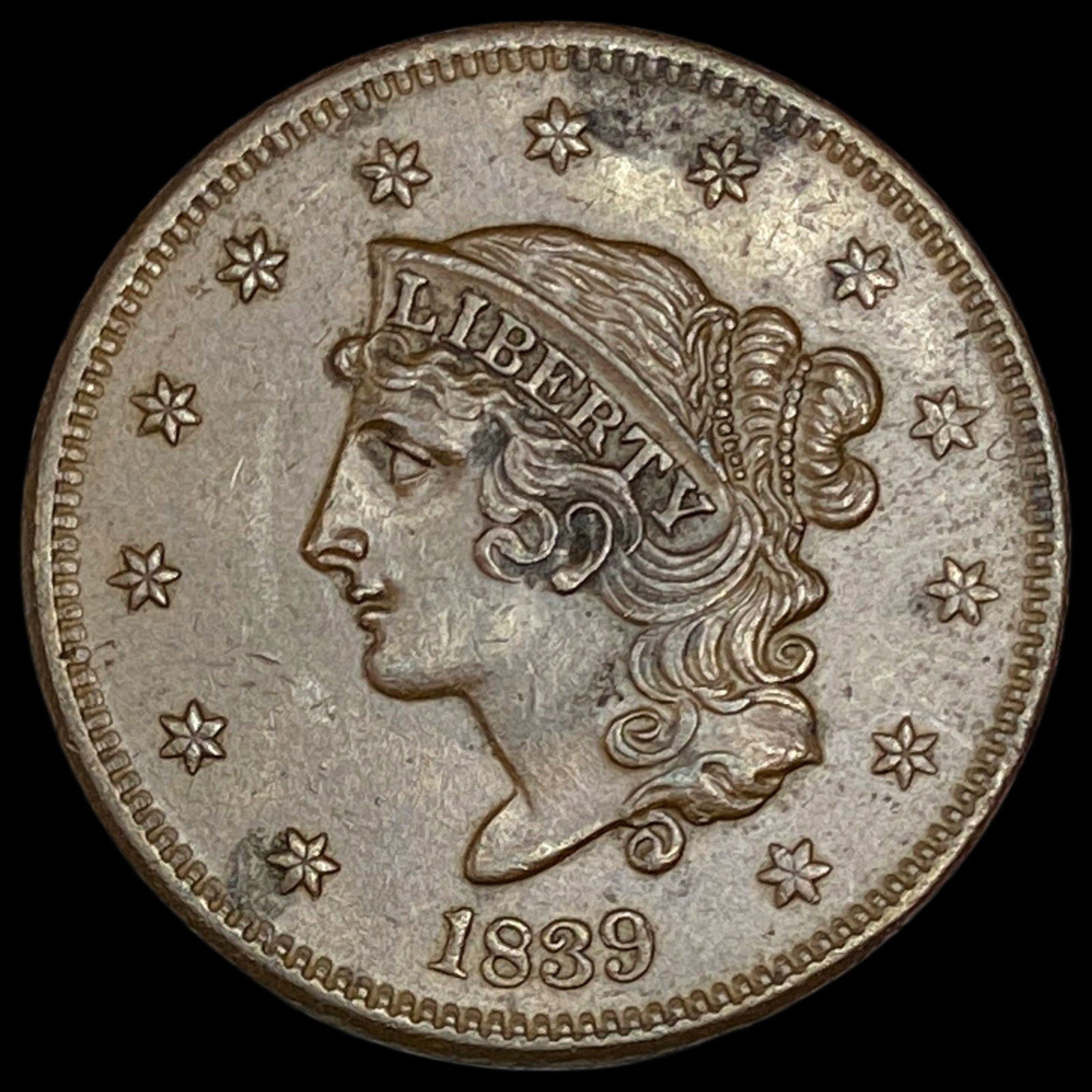 1839 Coronet Head Large Cent CLOSELY UNCIRCULATED (1 of 2)