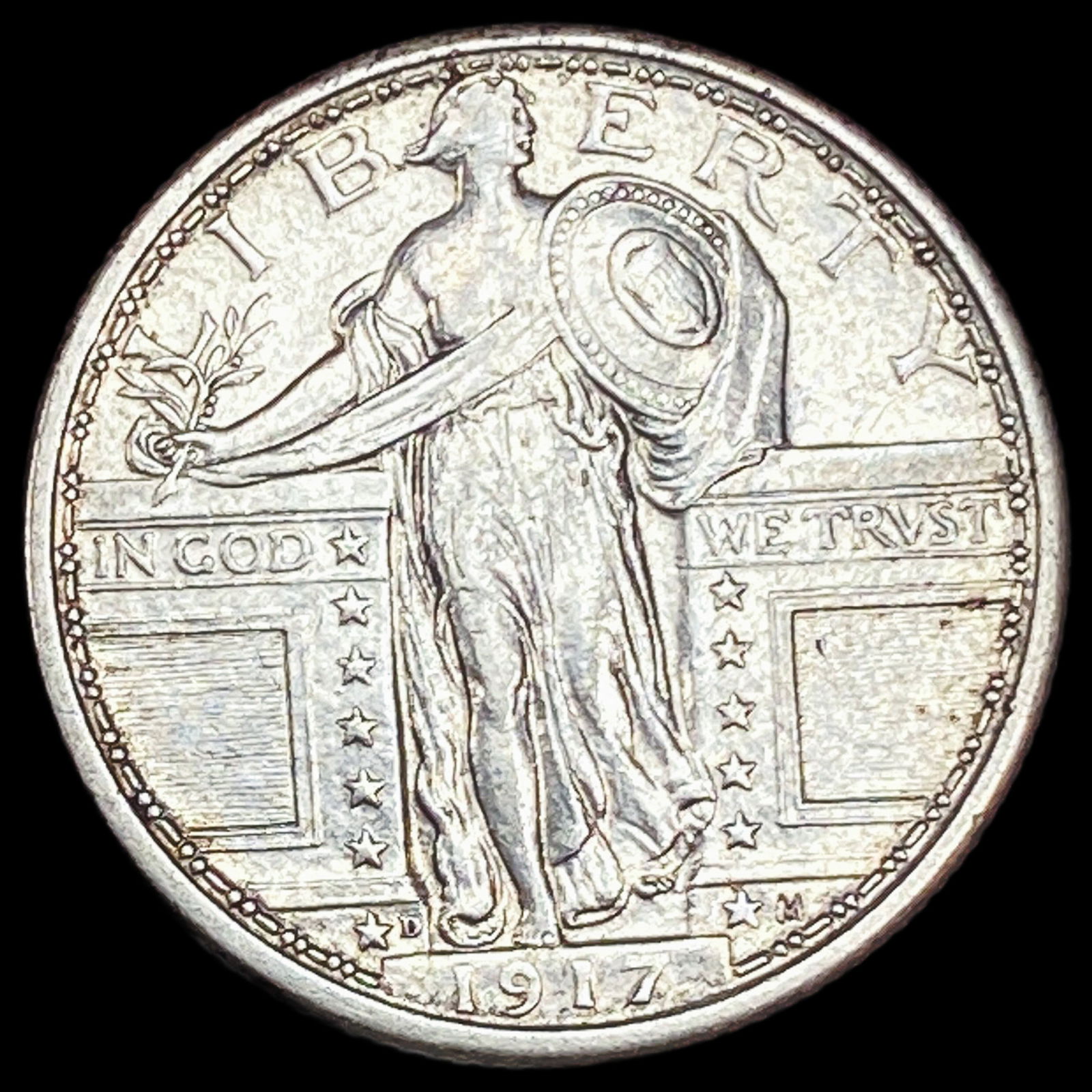 1917-D Type 2 Silver Standing Liberty Quarter NEARLY UNCIRCULATED (1 of 2)