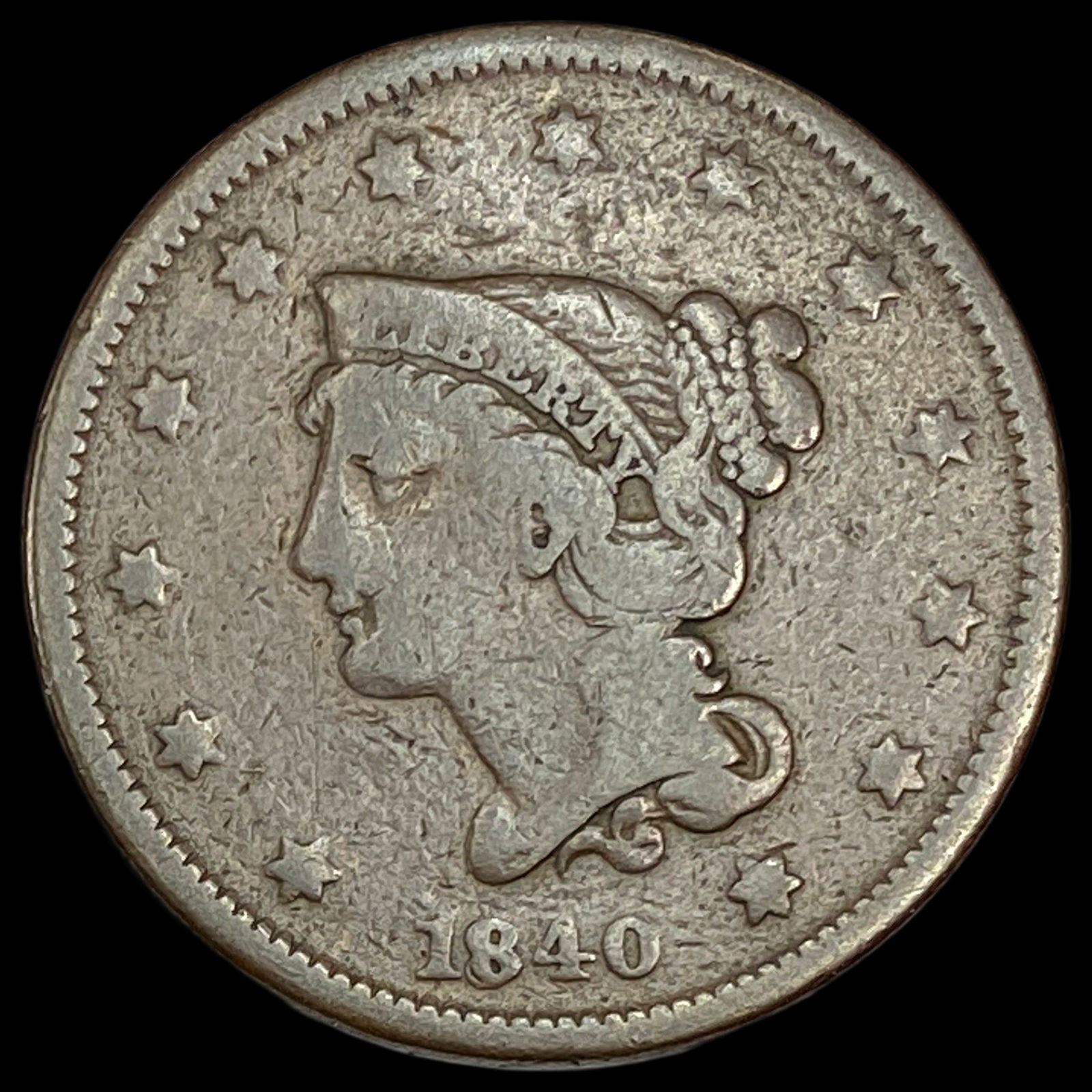 1840 Braided Hair Large Cent NICELY CIRCULATED (1 of 2)