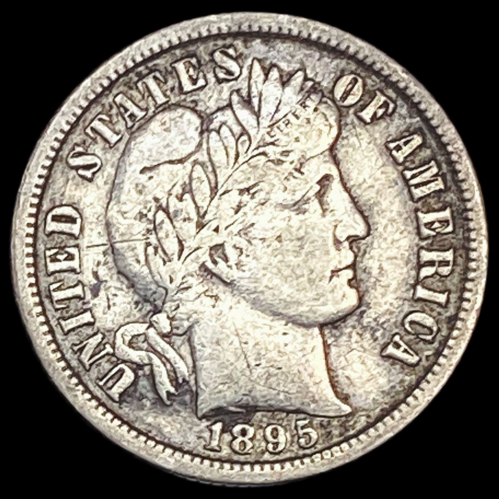 1895-S Silver Barber Dime ABOUT UNCIRCULATED (1 of 2)
