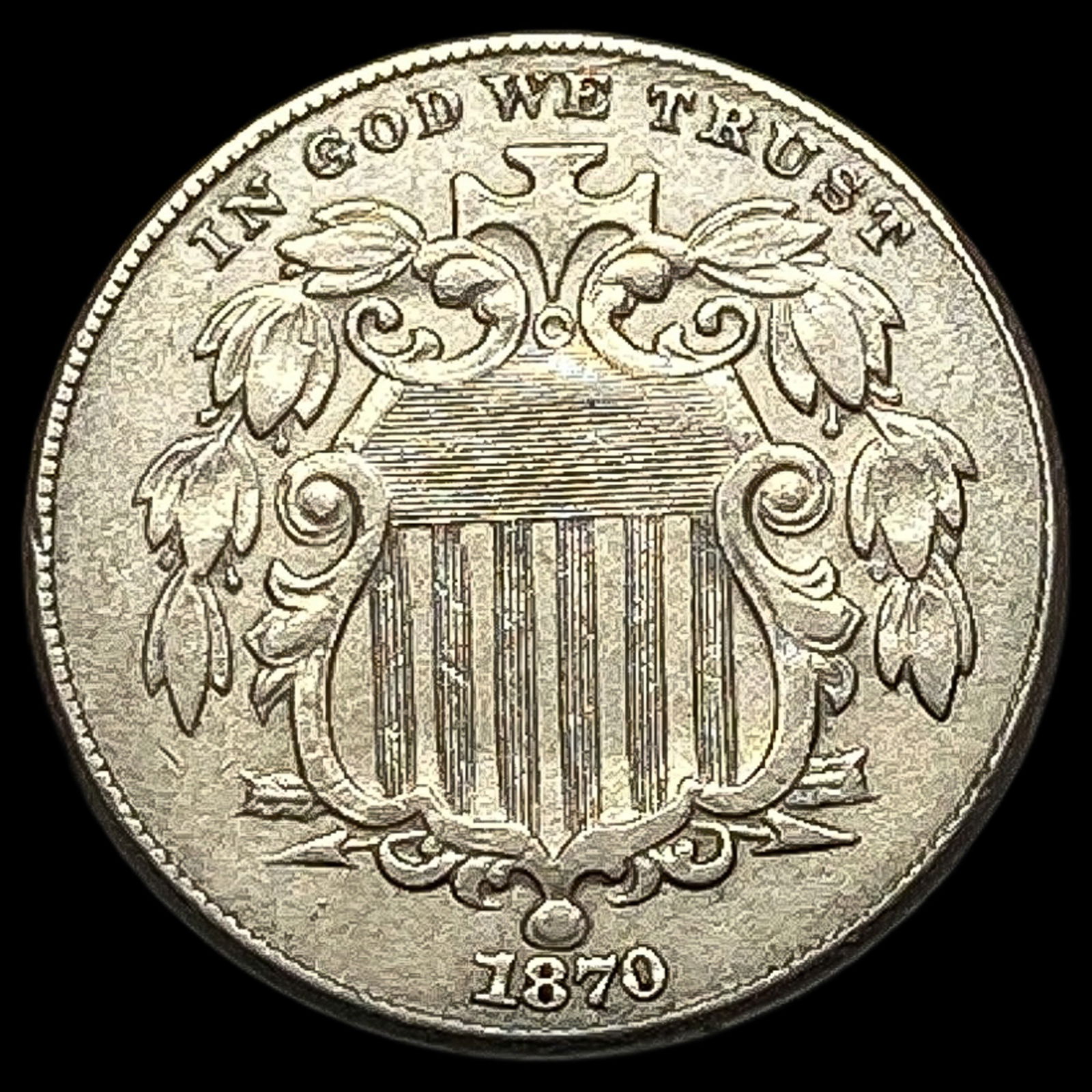 1870 Shield Nickel ABOUT UNCIRCULATED (1 of 2)