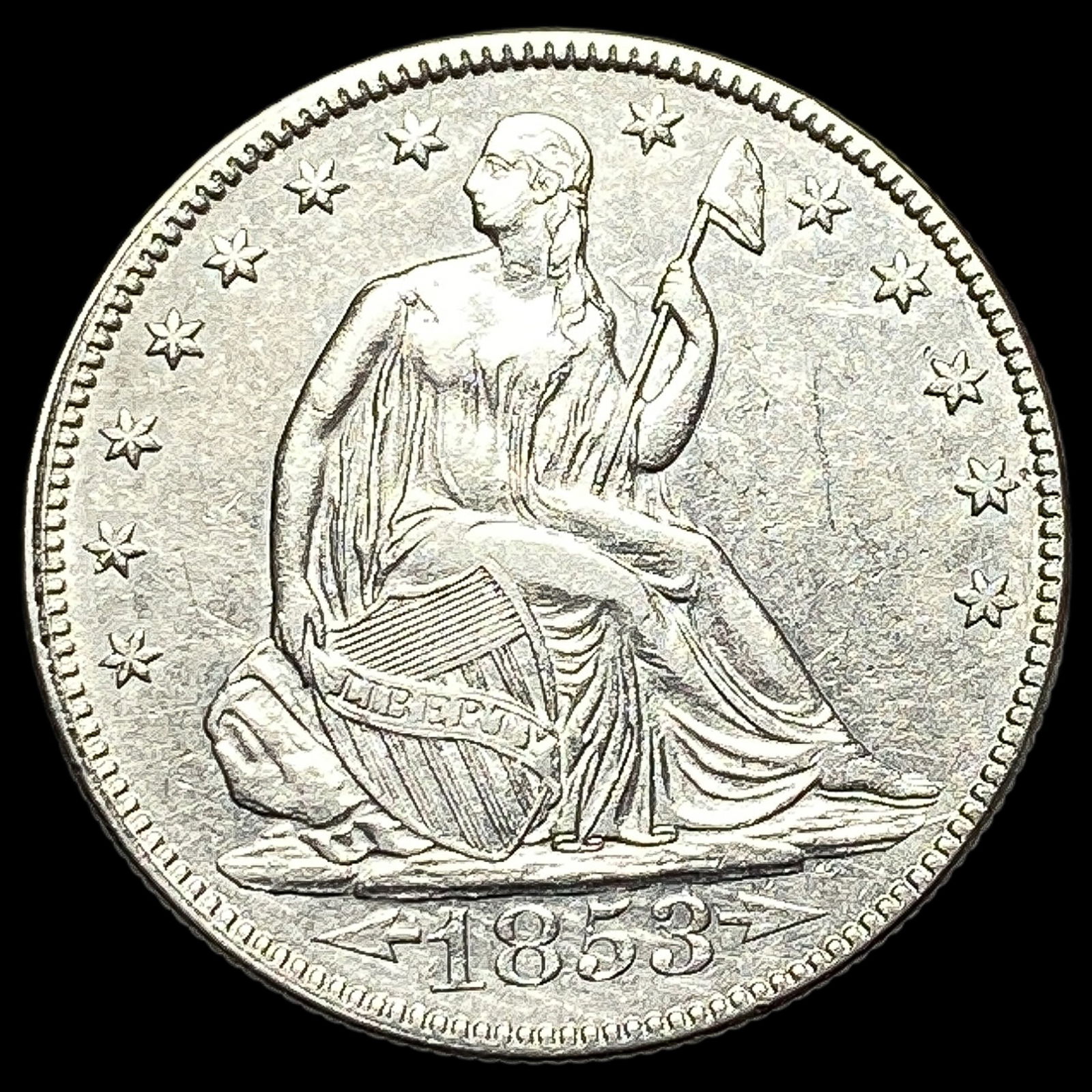 1853 Arrows Seated Liberty Half Dollar CLOSELY UNCIRCULATED (1 of 2)