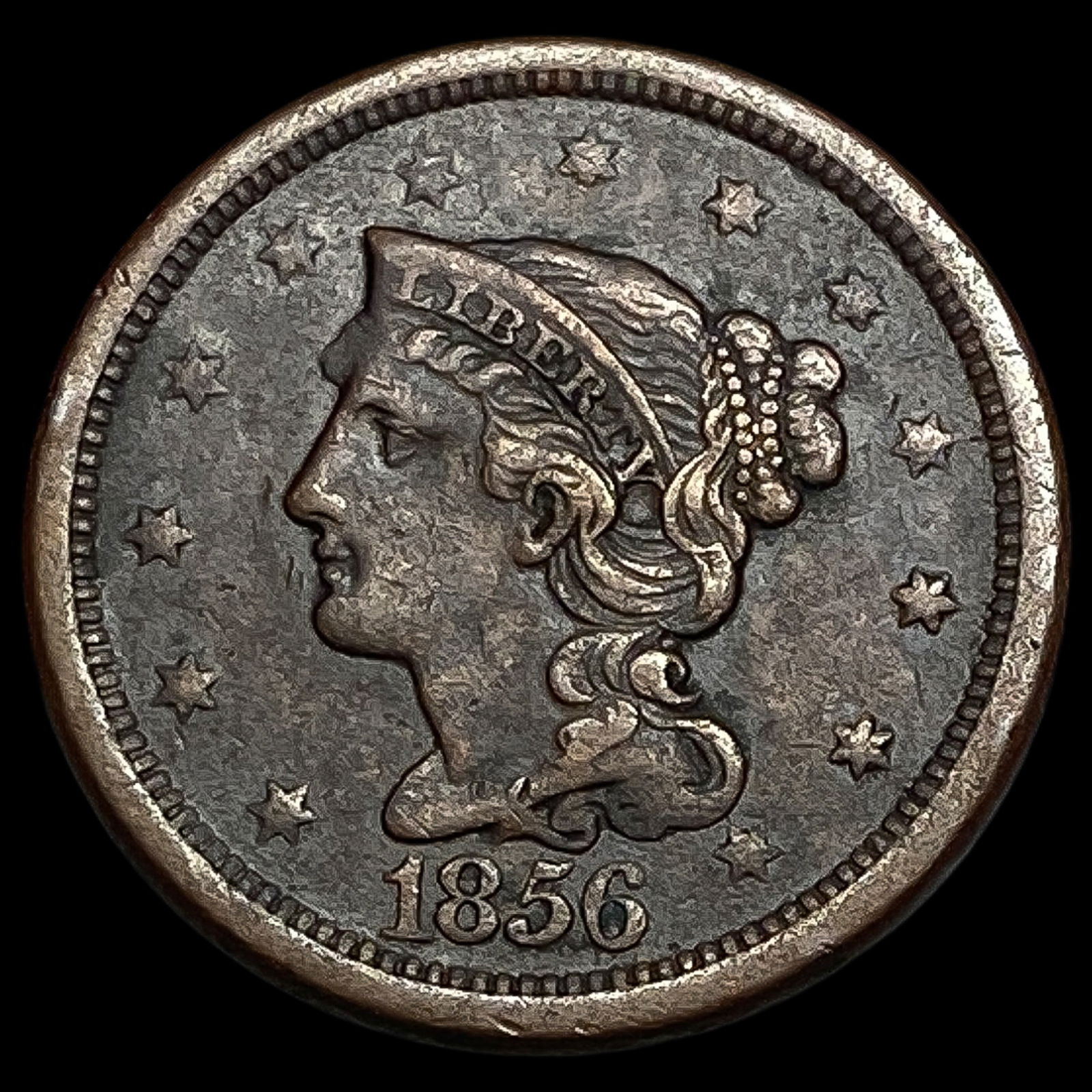 1856 Braided Hair Large Cent ABOUT UNCIRCULATED (1 of 2)