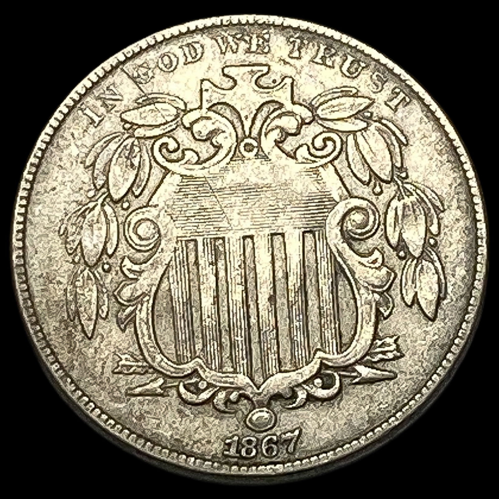 1867 Shield Nickel NEARLY UNCIRCULATED (1 of 2)