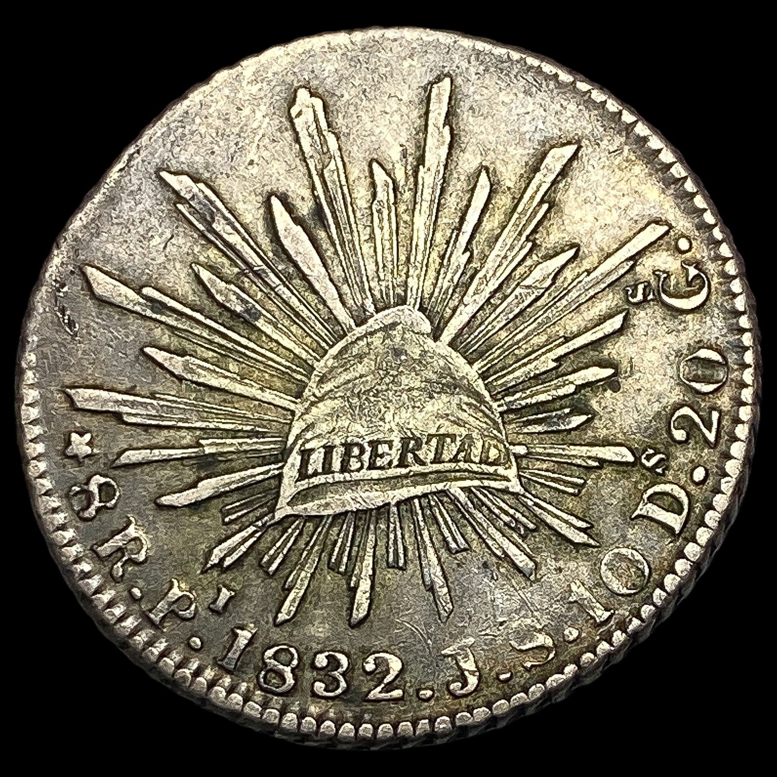 Silver 1832-J Mexico 1/2 Real NEARLY UNCIRCULATED (1 of 2)