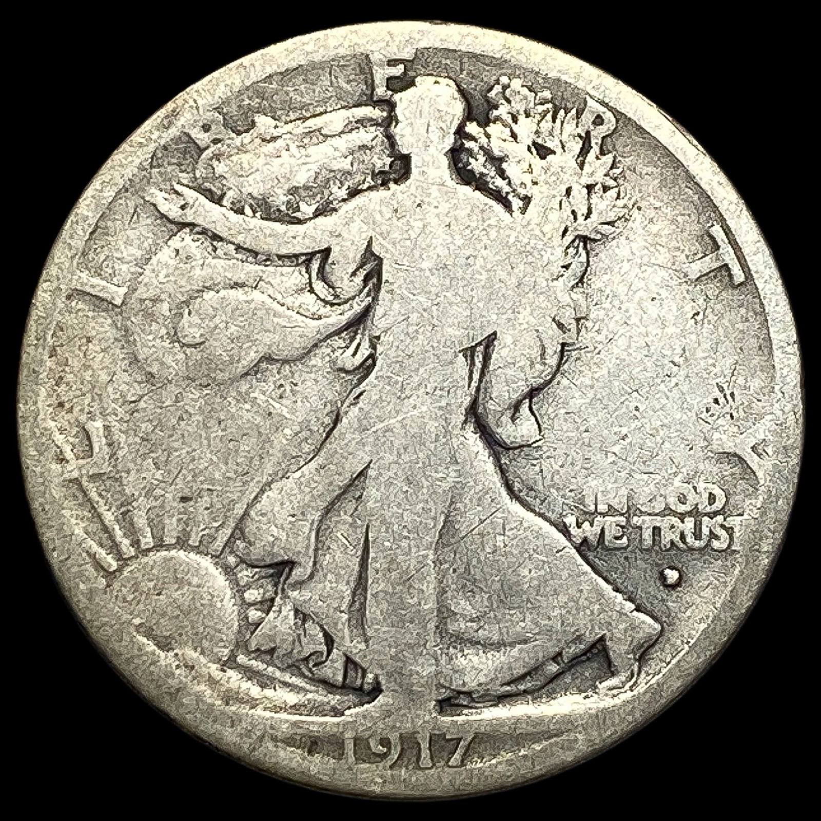 1917-S Silver Walking Liberty Half Dollar NICELY CIRCULATED: 1917-S Silver Walking Liberty Half Dollar NICELY CIRCULATED