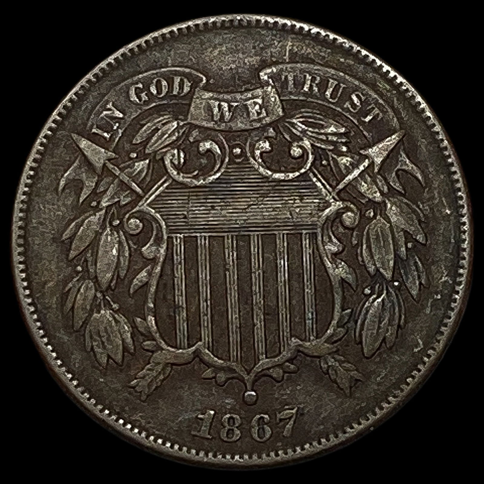 1867 Copper 2 Cents NEARLY UNCIRCULATED (1 of 2)