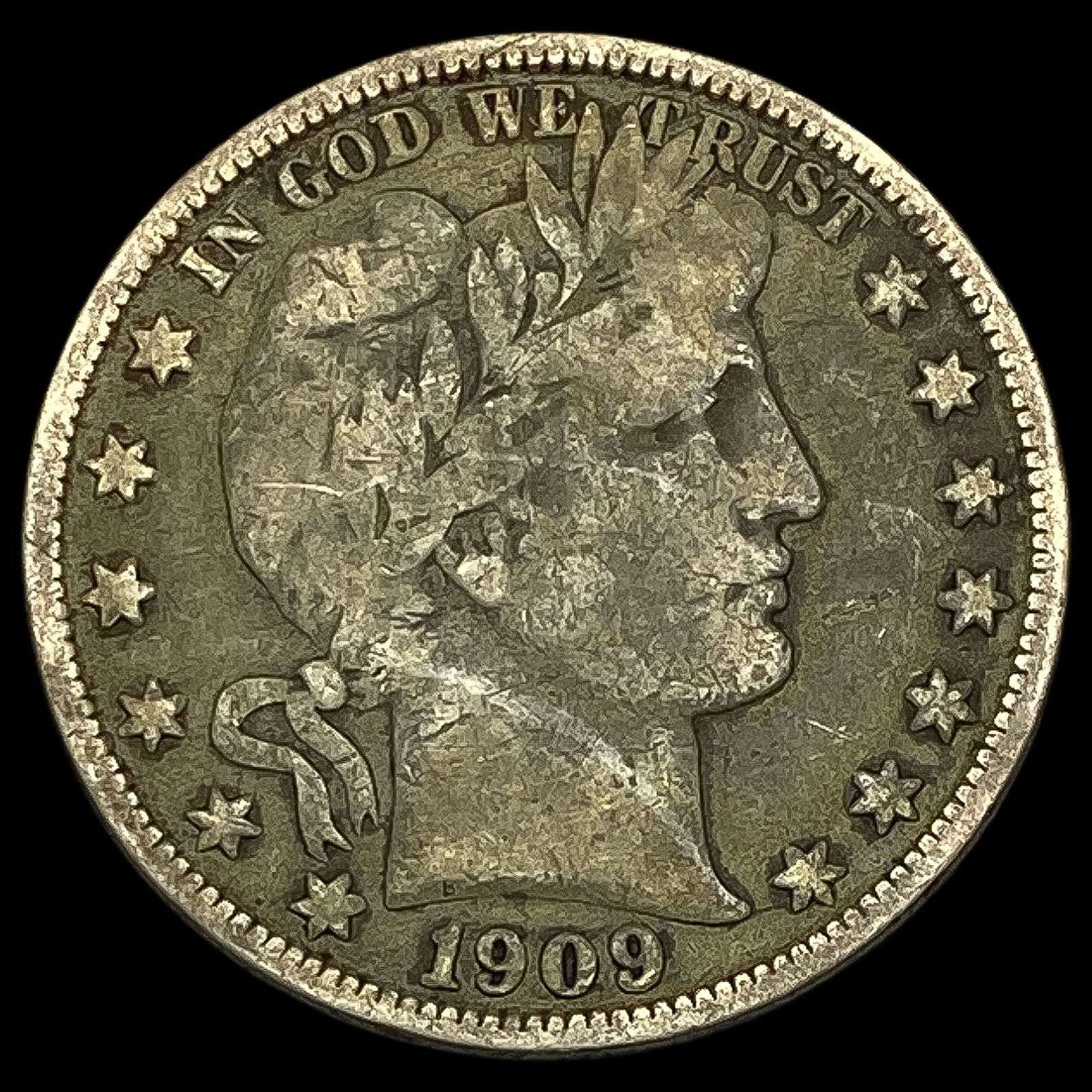 1909 Silver Half Dollar (Barber) ABOUT UNCIRCULATED (1 of 2)