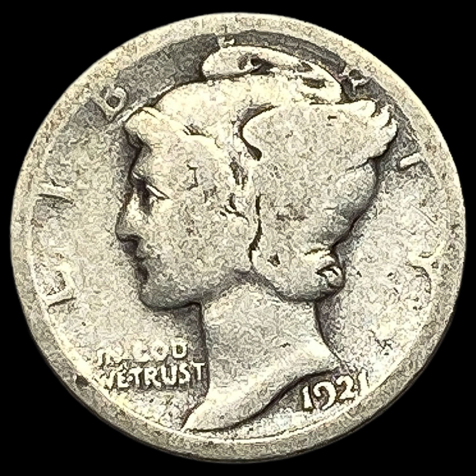 1921 Silver Mercury Dime NICELY CIRCULATED (1 of 2)