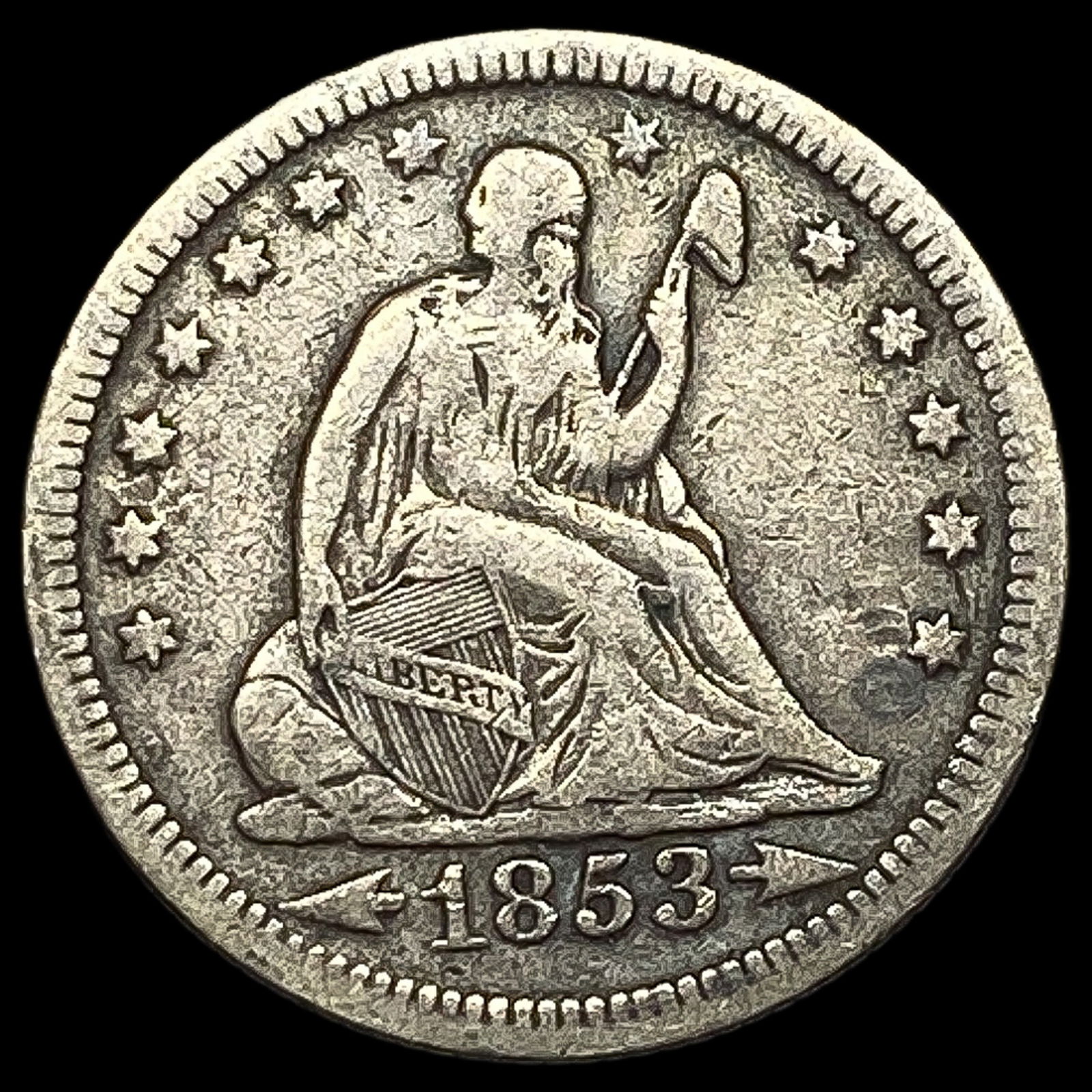 1853 Arrows Seated Liberty Quarter LIGHTLY CIRCULATED (1 of 2)