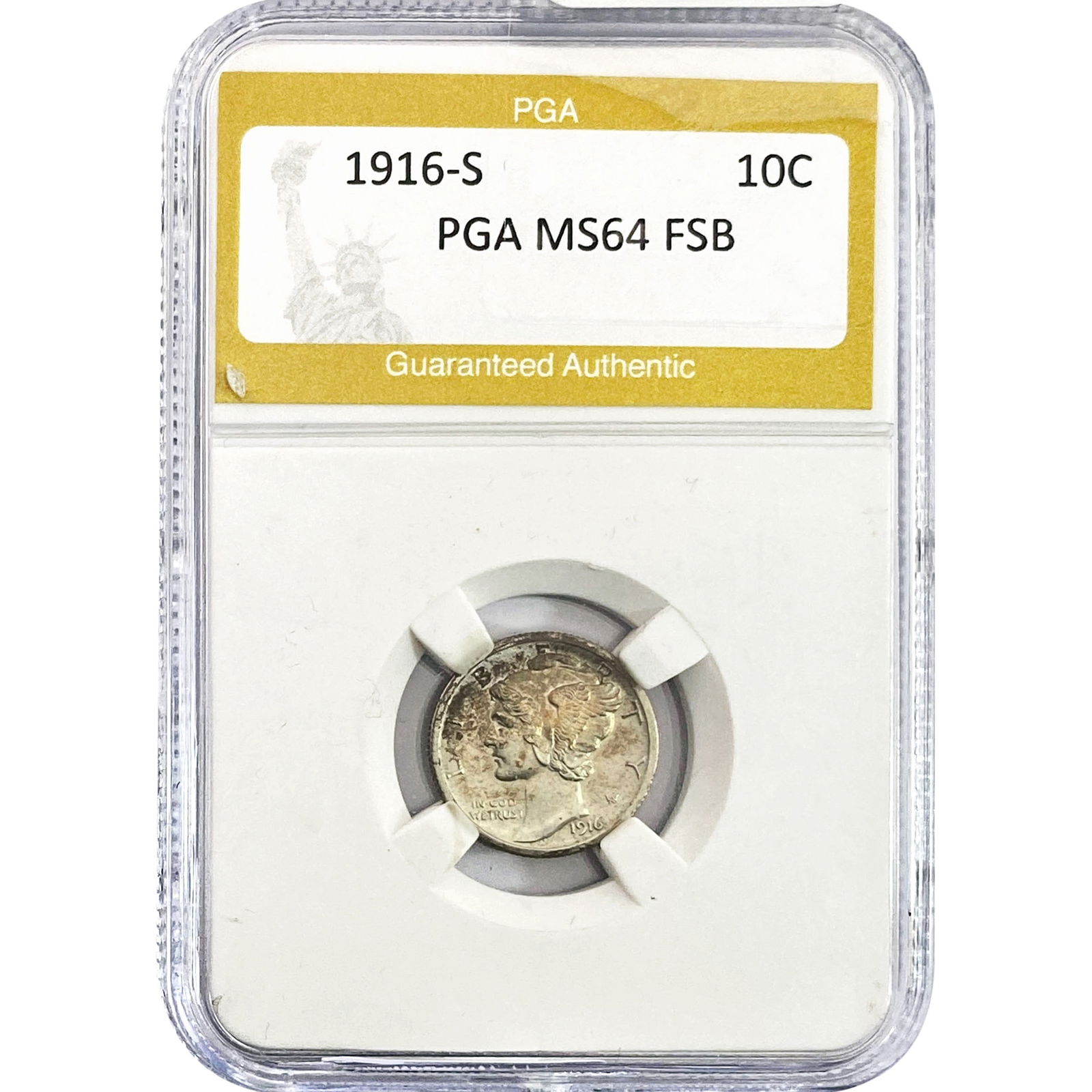 1916-S Mercury Silver Dime PGA MS64 FSB (1 of 2)