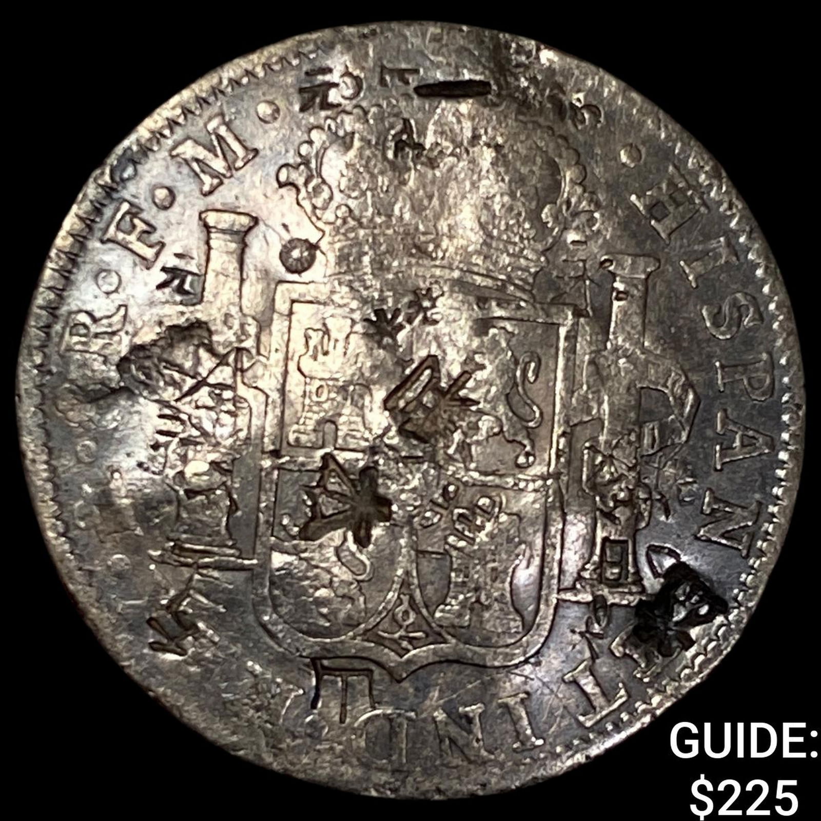 Colonial Spain Silver 8 Reales Chopmarks NEARLY UNCIRCULATED: Colonial Spain Silver 8 Reales Chopmarks NEARLY UNCIRCULATED