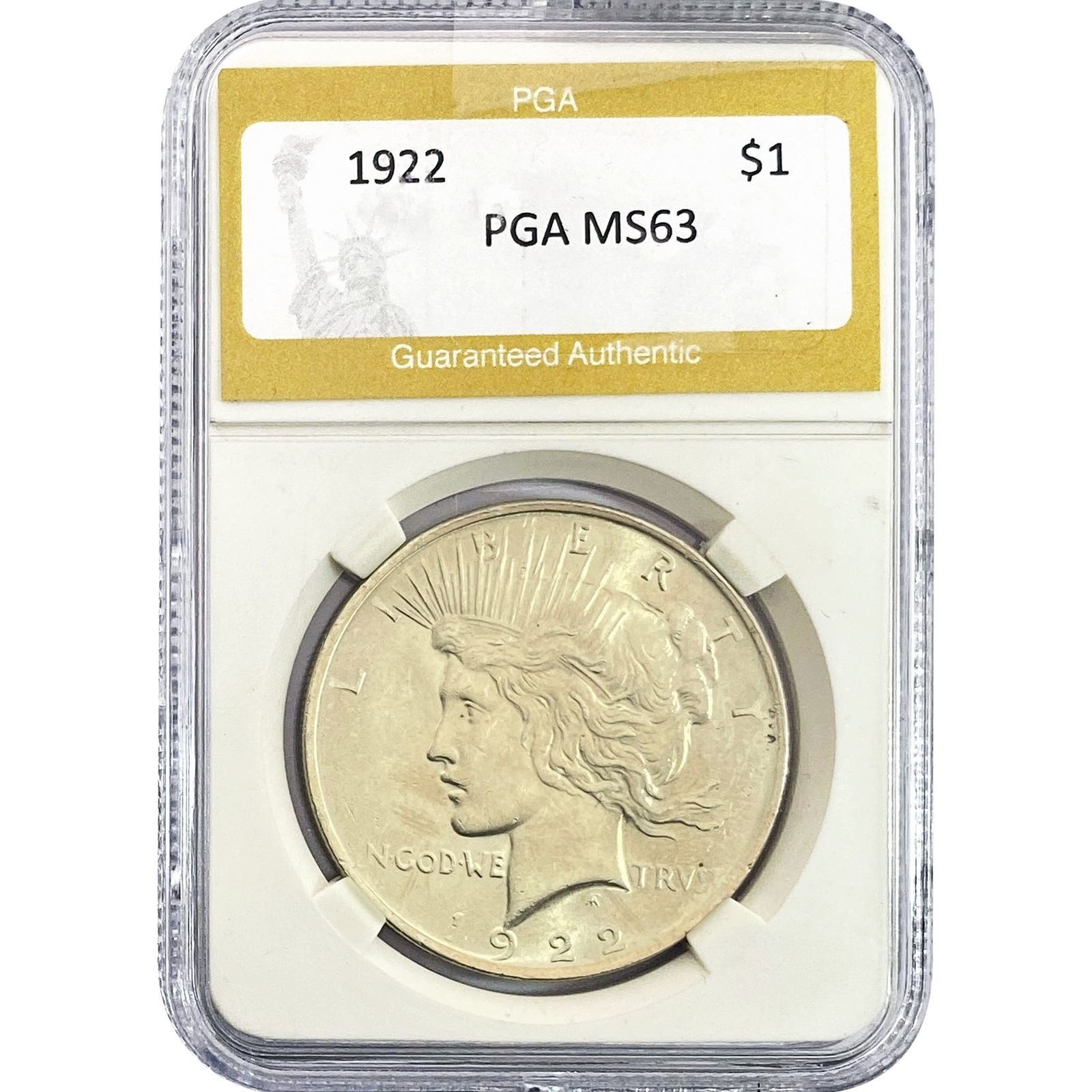 1922 Silver Peace Dollar PGA MS63: 1922 Silver Peace Dollar PGA MS63