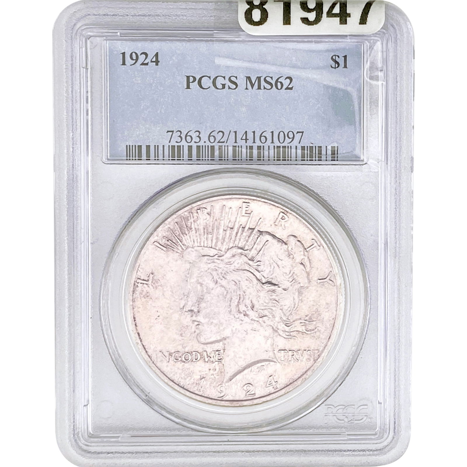 1924 Silver Peace Dollar PCGS MS62 (1 of 2)