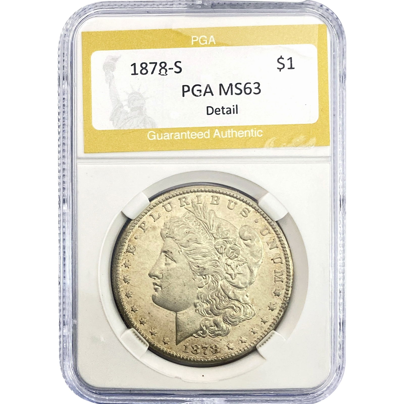 1878-S Morgan Silver Dollar PGA MS63 Detail (1 of 2)