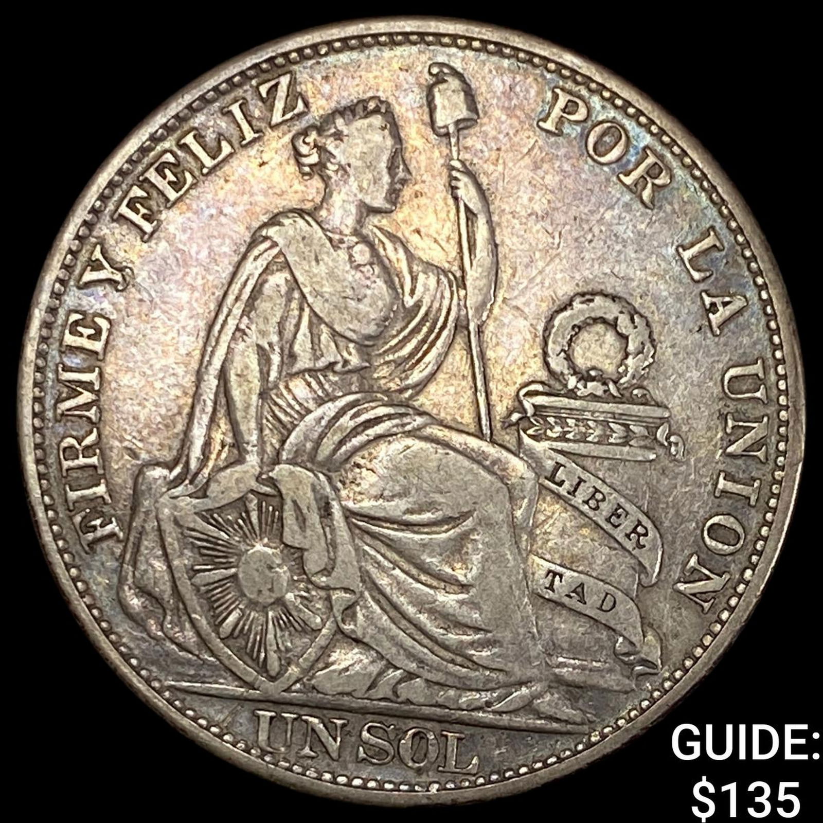 Peru Silver 1 Sol 1894 NEARLY UNCIRCULATED (1 of 2)