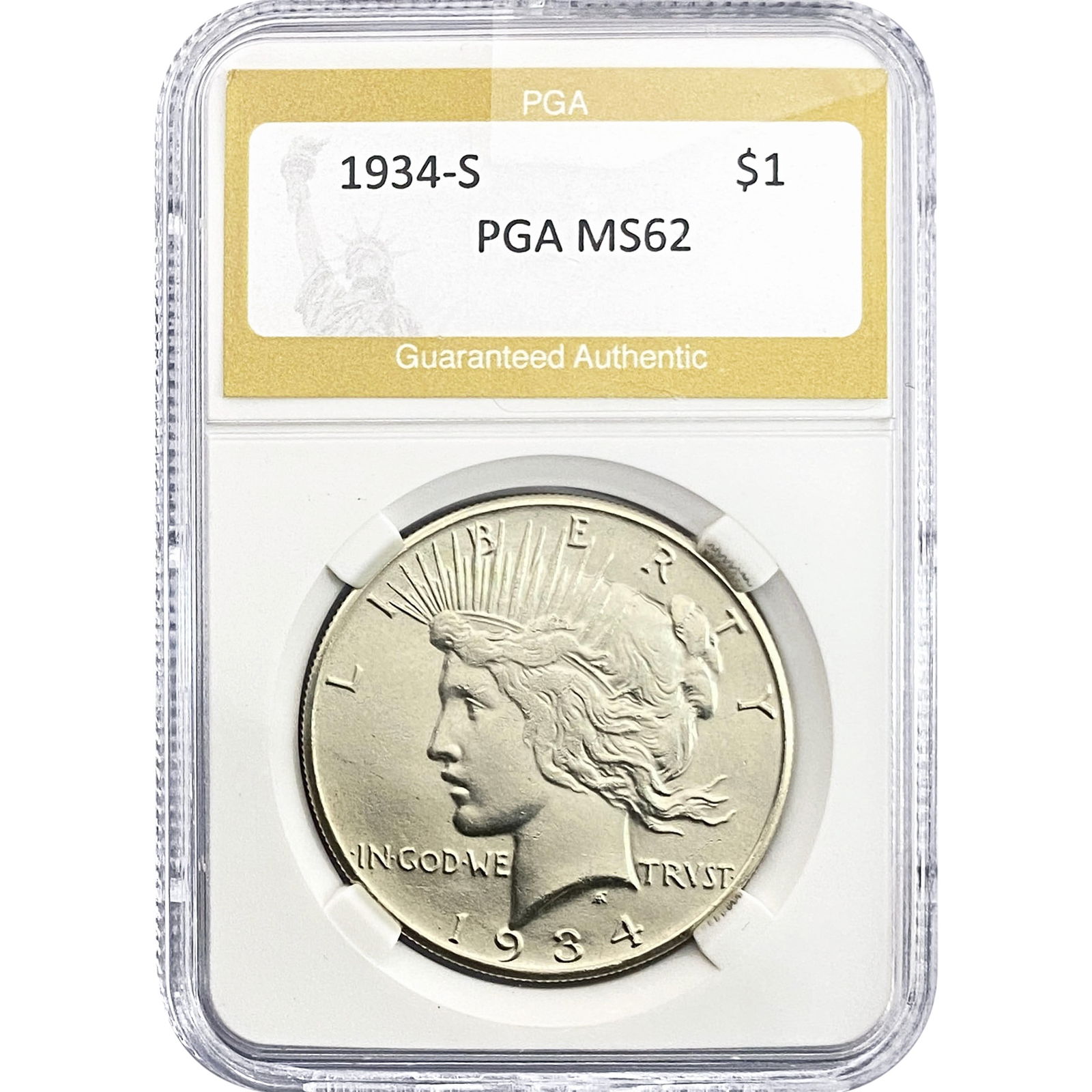 1934-S Silver Peace Dollar PGA MS62 (1 of 2)