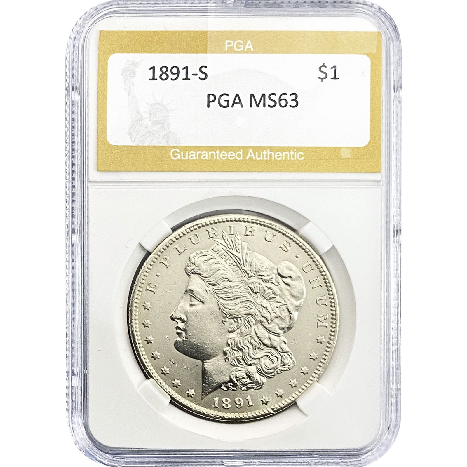 1891-S Morgan Silver Dollar PGA MS63 (1 of 2)