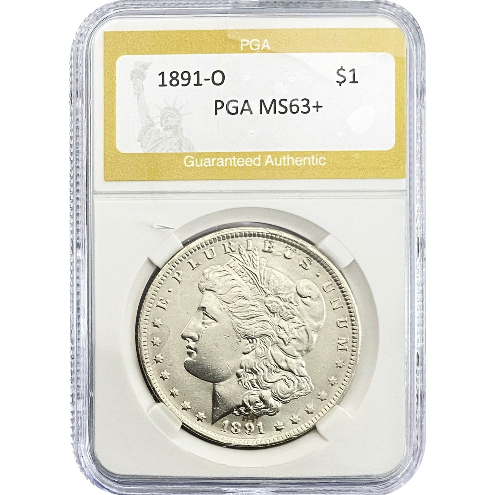 1891-O Morgan Silver Dollar PGA MS63+ (1 of 2)
