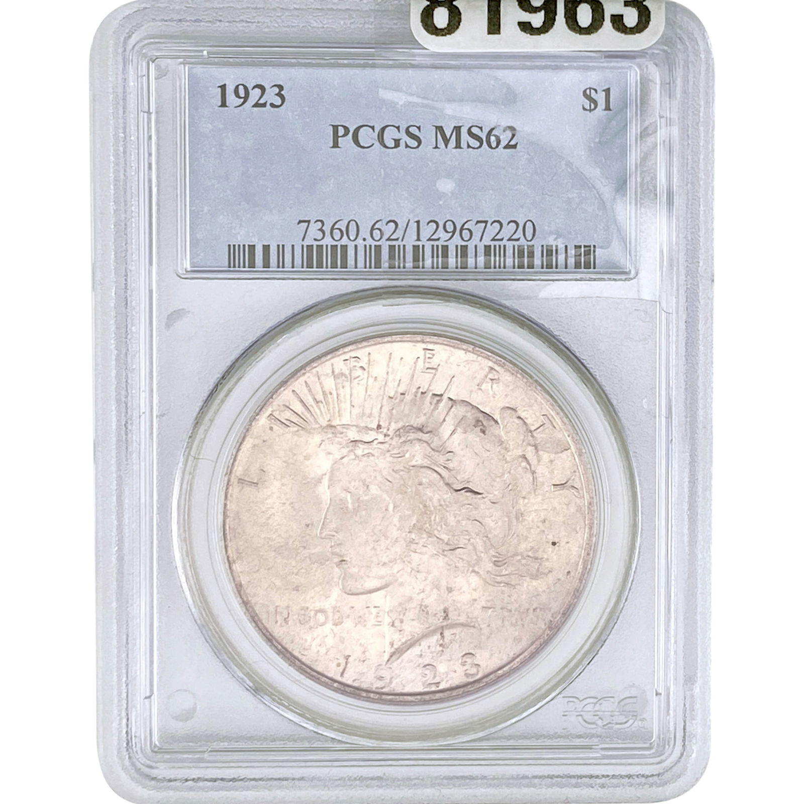 1923 Silver Peace Dollar PCGS MS62 (1 of 2)