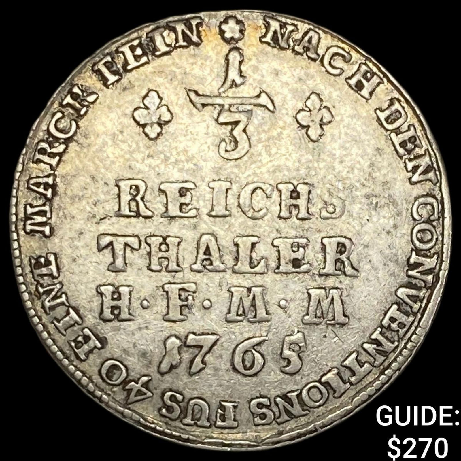 1765 German Maximilian Silver 1/3rd Thaler NEARLY UNCIRCULATED (1 of 2)