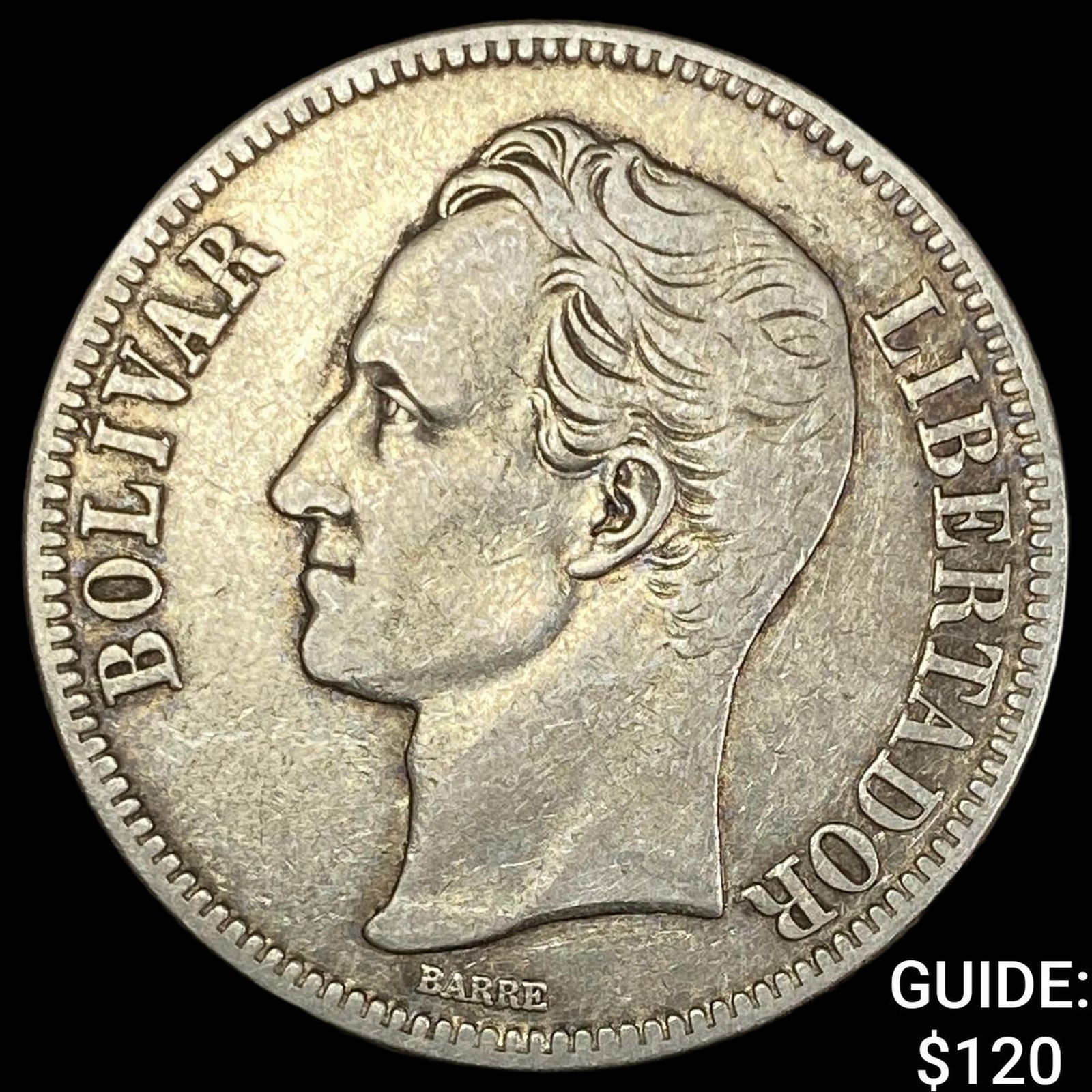 1935 Venezuela 1 Silver Bolivar NEARLY UNCIRCULATED (1 of 2)