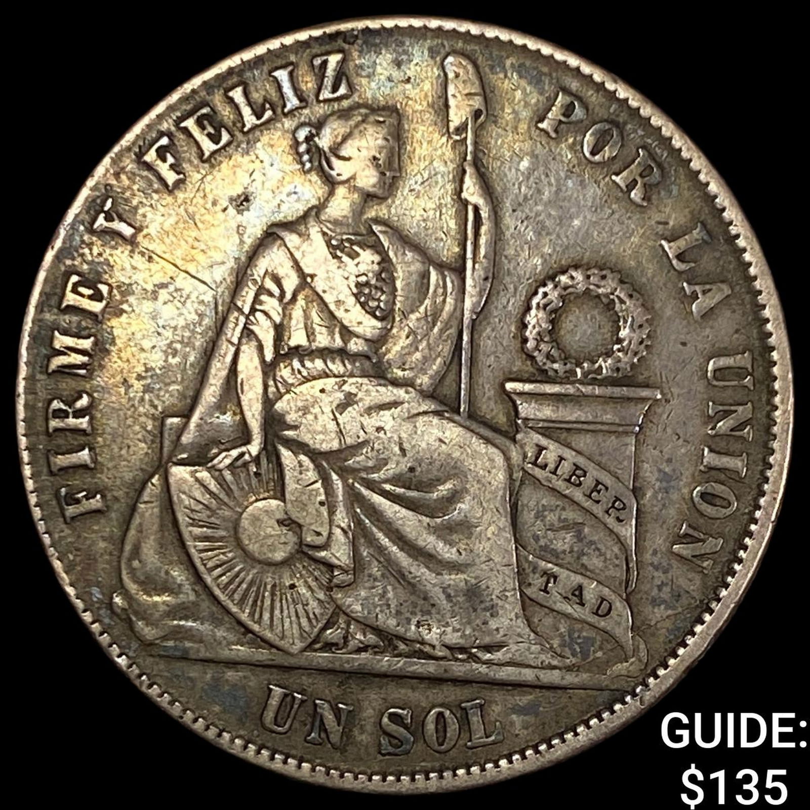 1871 Peru 1 Silver Sol NEARLY UNCIRCULATED (1 of 2)