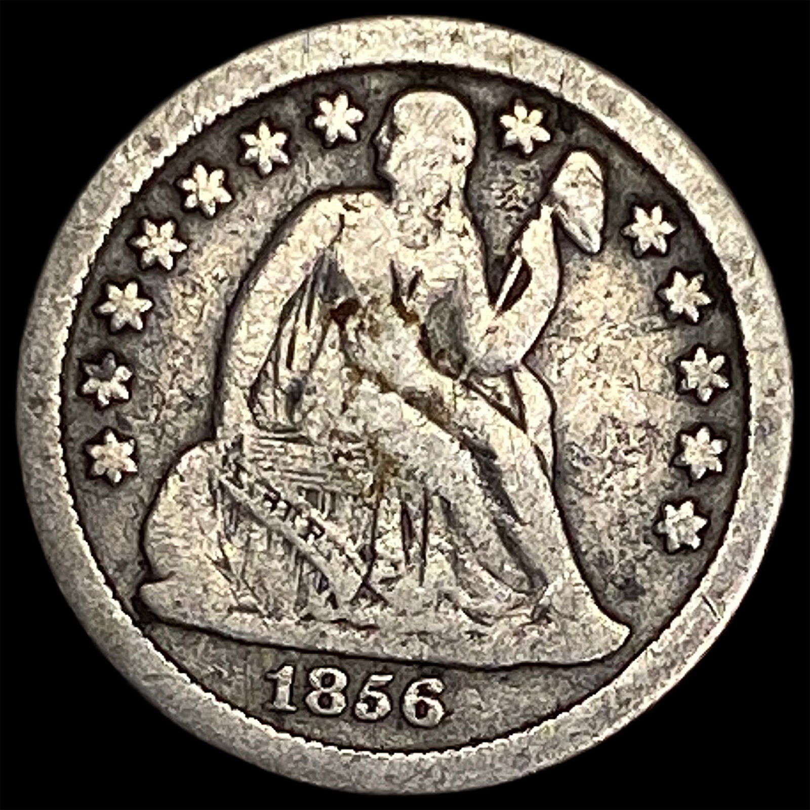 1856-O Silver Seated Liberty Dime NICELY CIRCULATED (1 of 2)