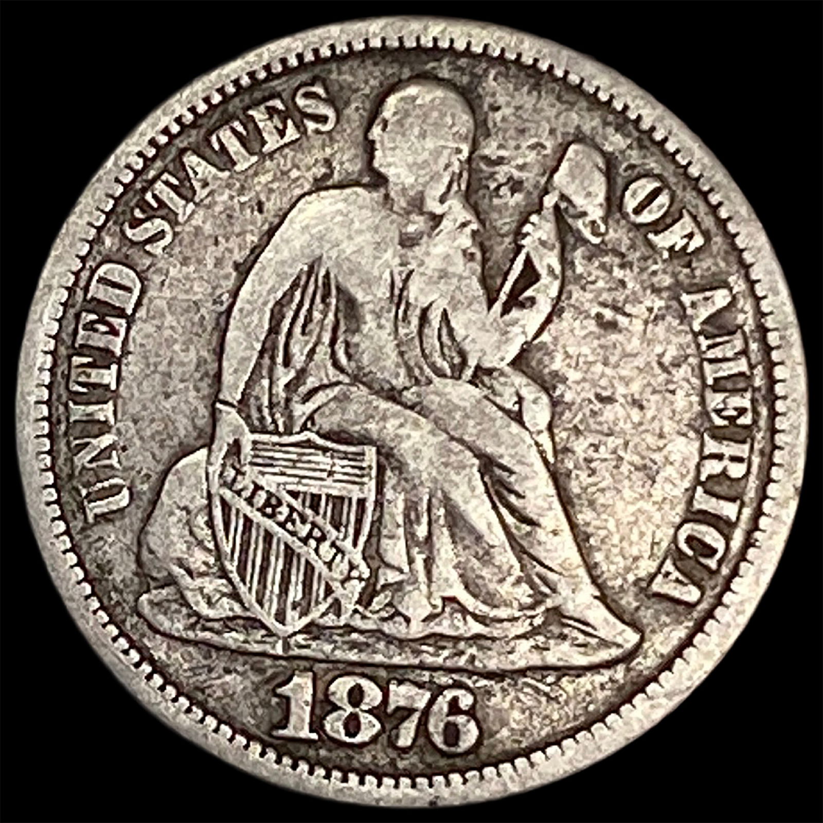 1876-CC Silver Dime NICELY CIRCULATED (1 of 2)