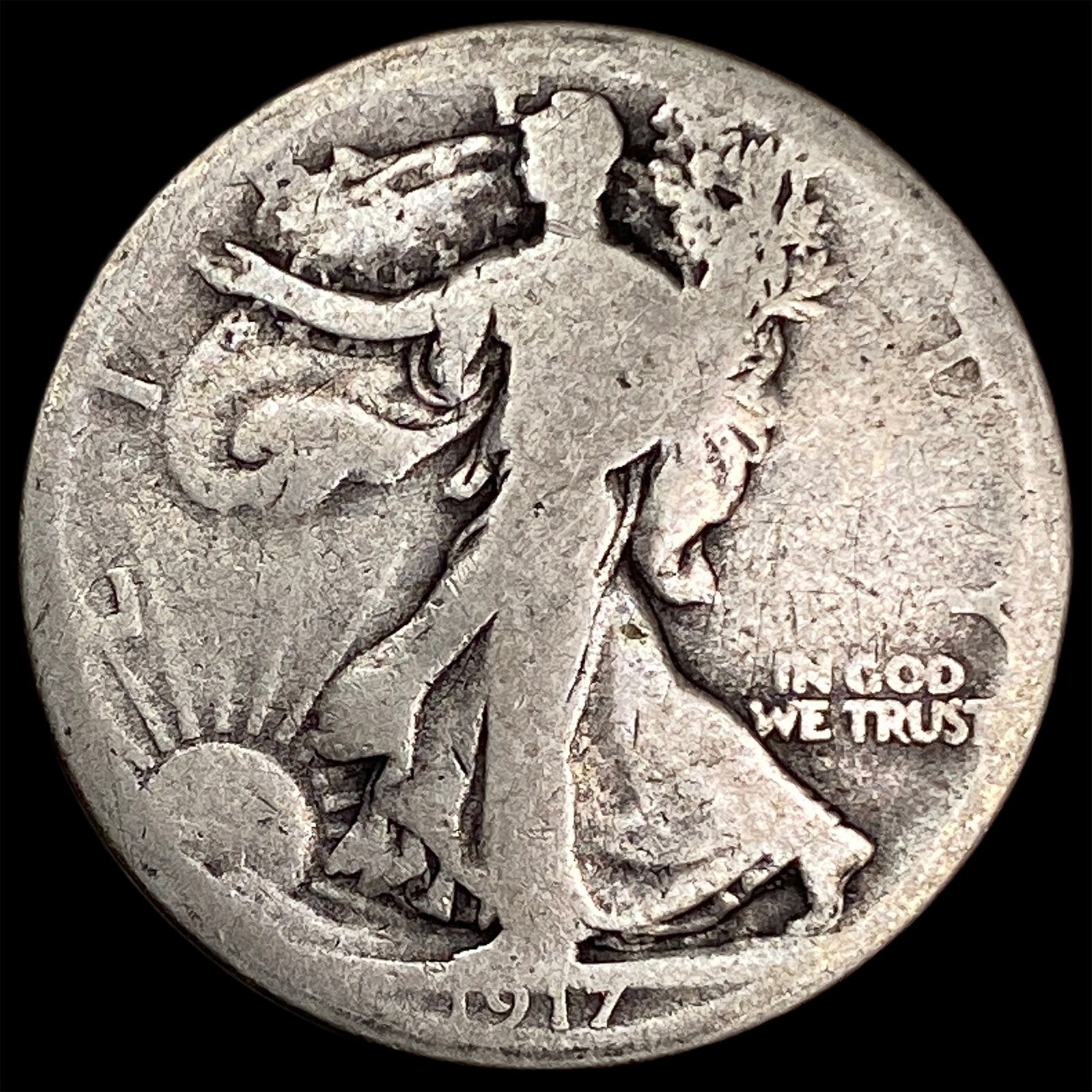 1917-S Silver Walking Liberty Half Dollar NICELY CIRCULATED (1 of 2)