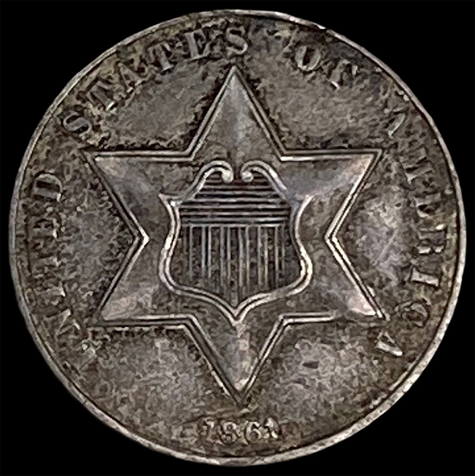 1864 Silver Three-Cent Piece CLOSELY UNCIRCULATED (1 of 2)