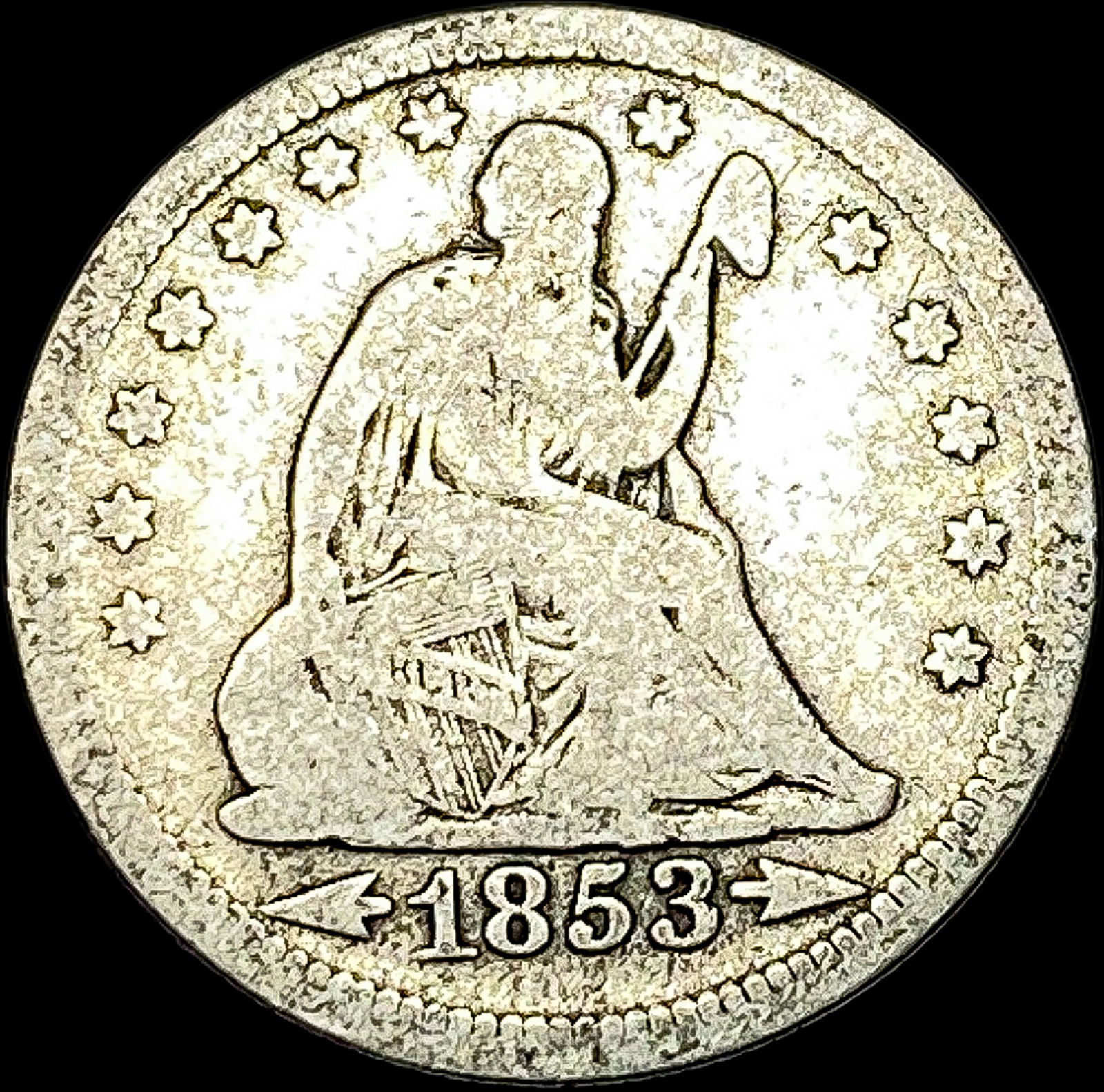 1853 Arrows Seated Liberty Quarter NICELY CIRCULATED (1 of 2)