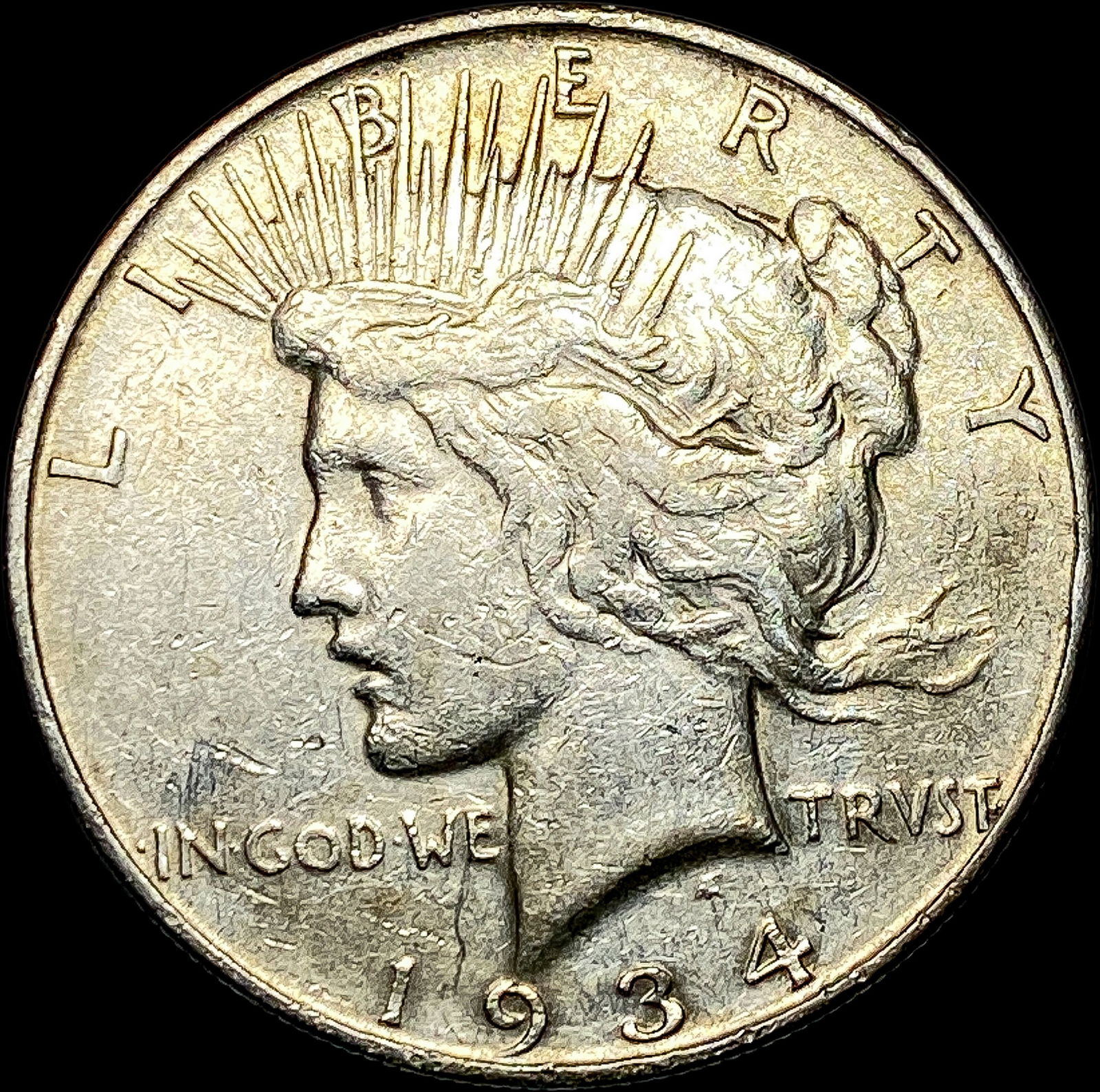1934-S Silver Peace Dollar ABOUT UNCIRCULATED (1 of 2)