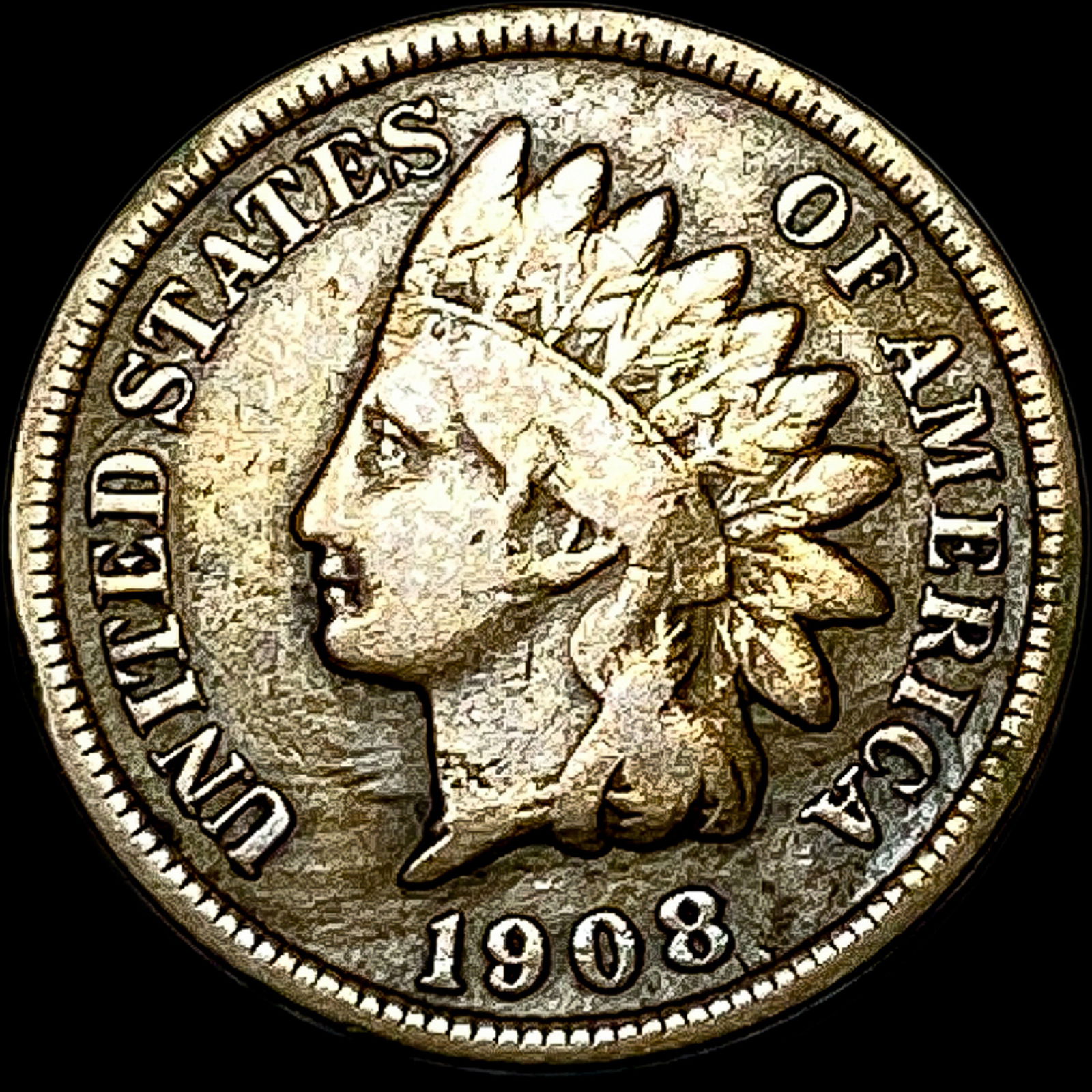 1908-S Indian Head Cent HIGH GRADE (1 of 2)