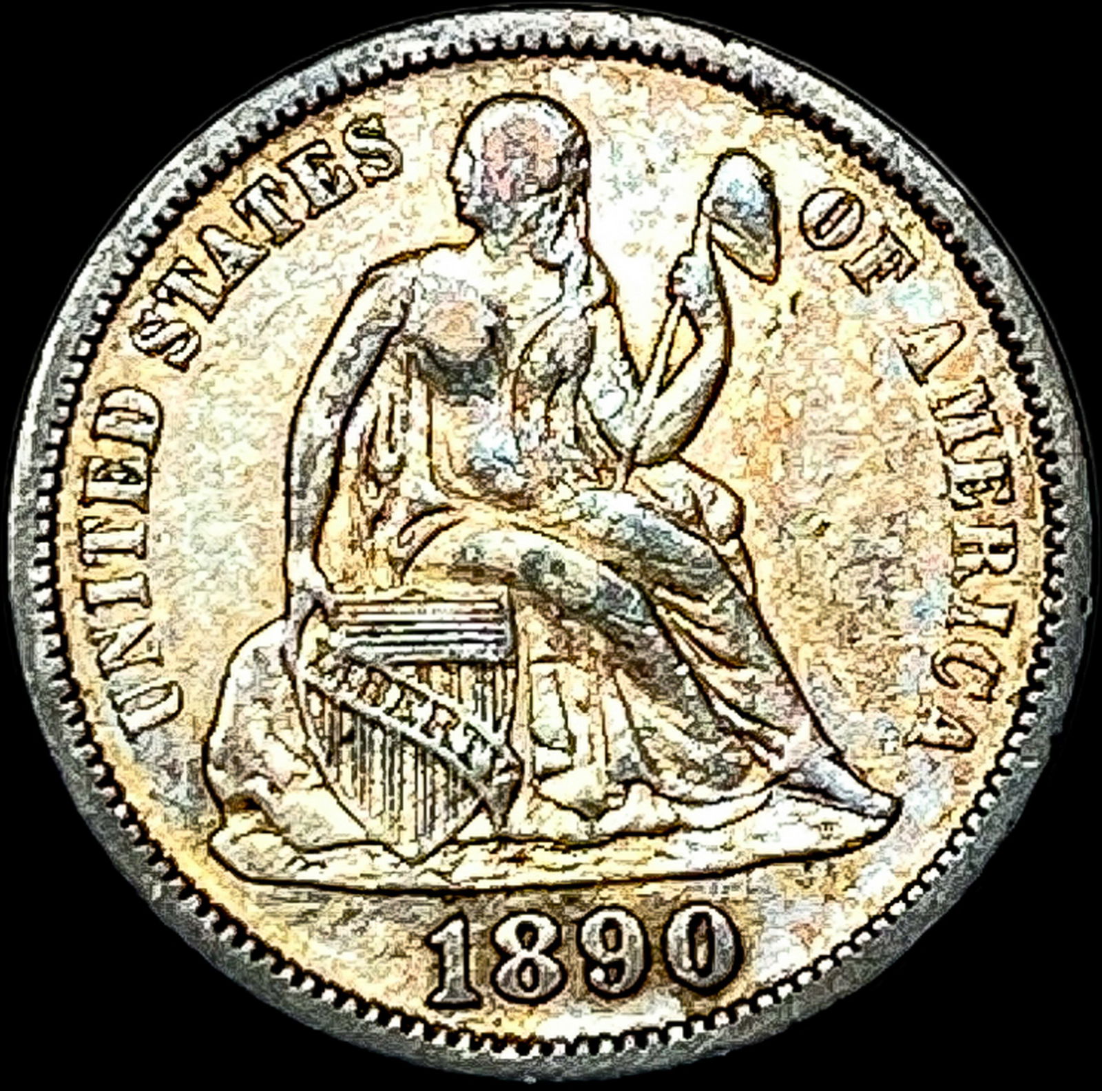 1890-S Silver Dime ABOUT UNCIRCULATED (1 of 2)