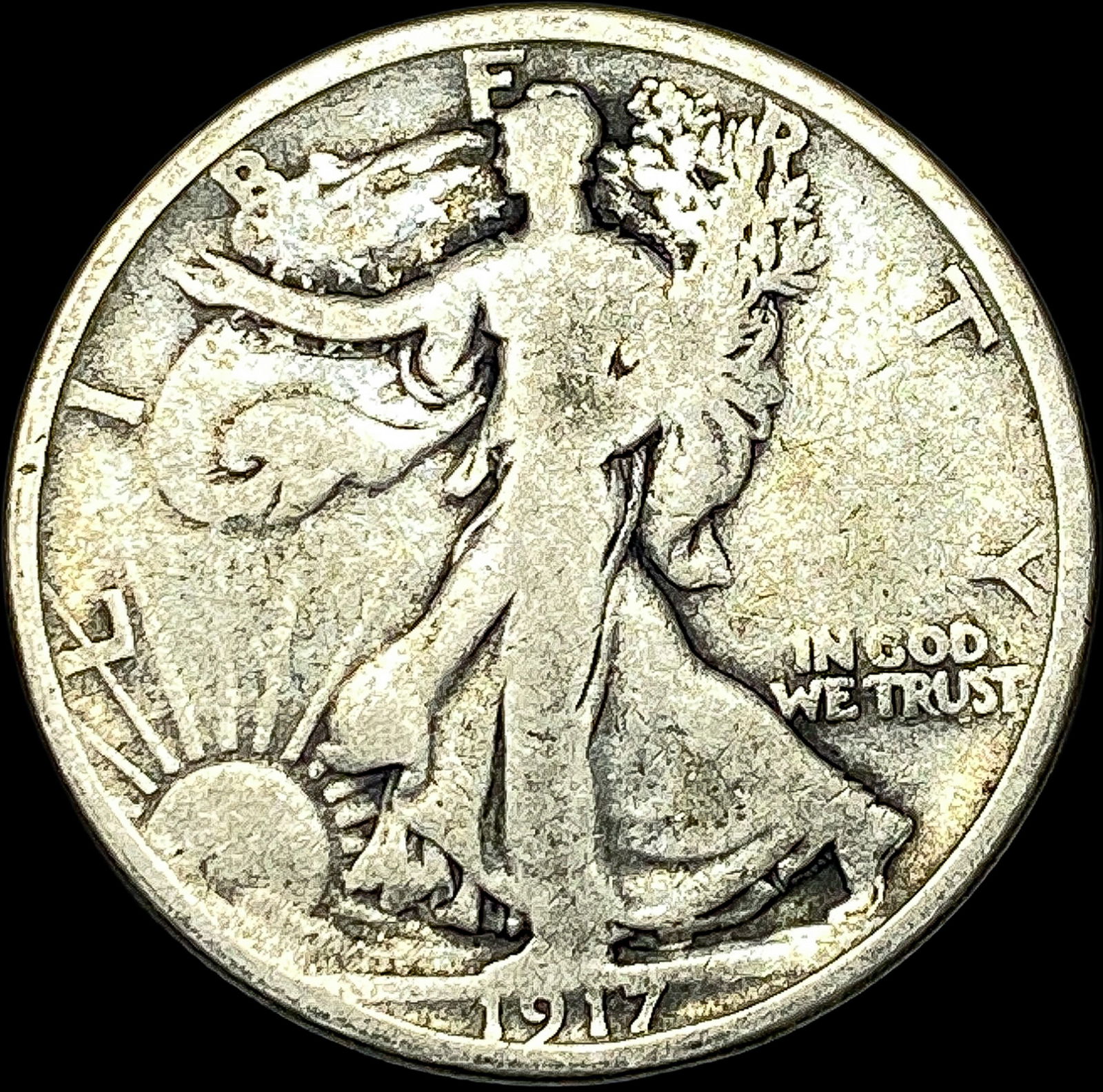 1917-S Silver Walking Liberty Half Dollar NICELY CIRCULATED (1 of 2)