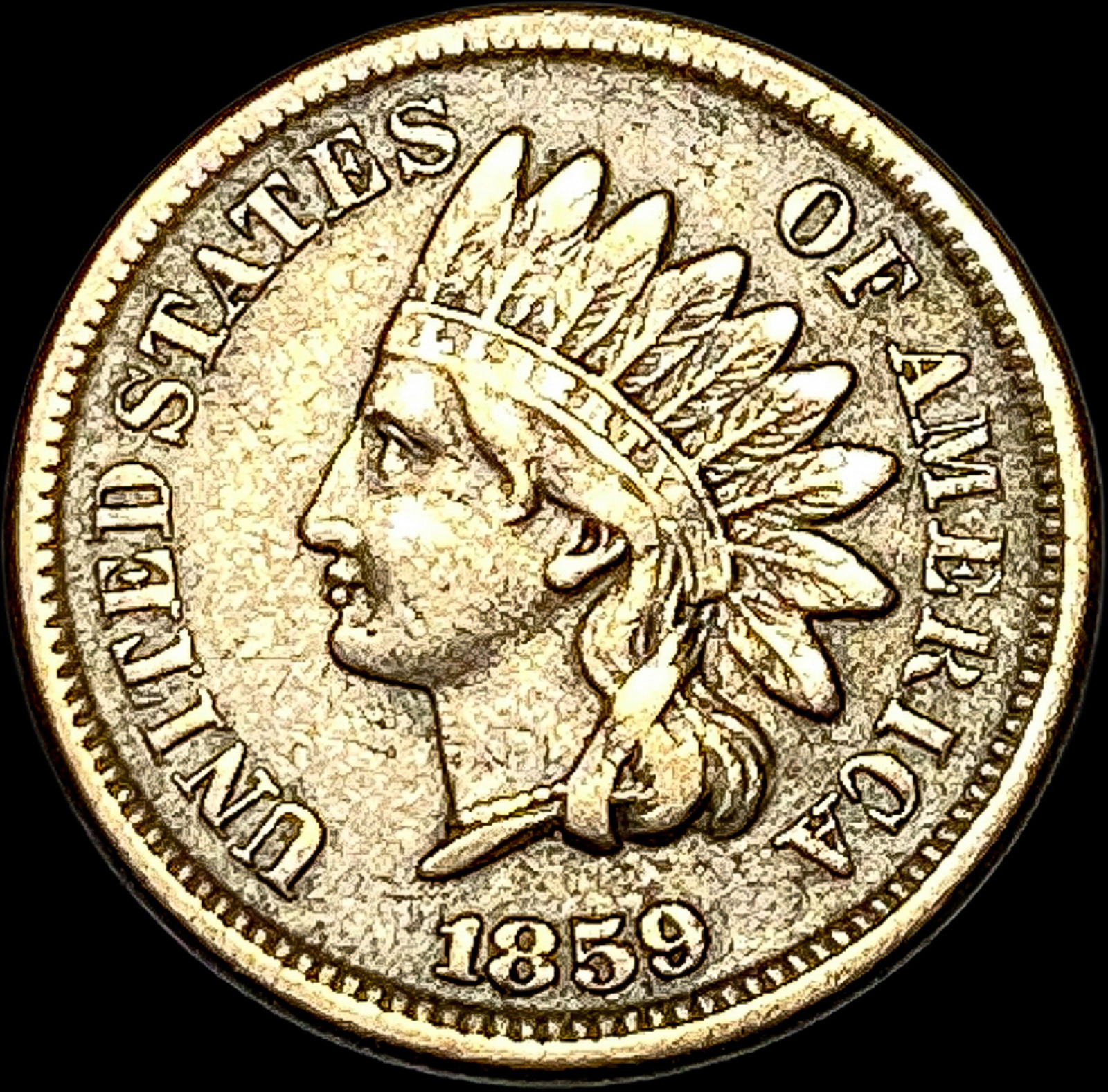 1859 Copper-Nickel Indian Head Cent NEARLY UNCIRCULATED (1 of 2)