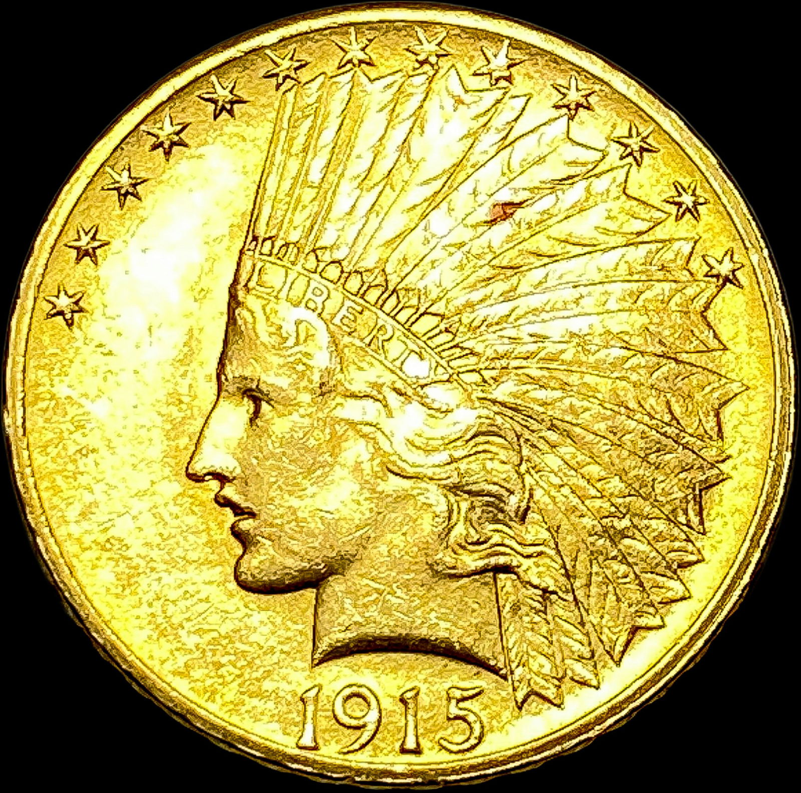 1915 Indian Head Eagle $10 Gold Coin UNCIRCULATED (1 of 2)