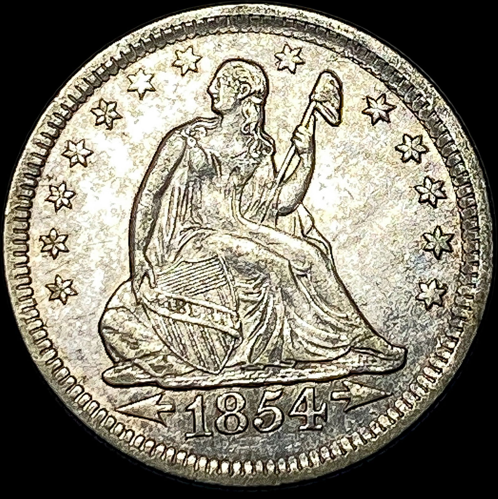 1854 Arrows Seated Liberty Quarter NEARLY UNCIRCULATED (1 of 2)