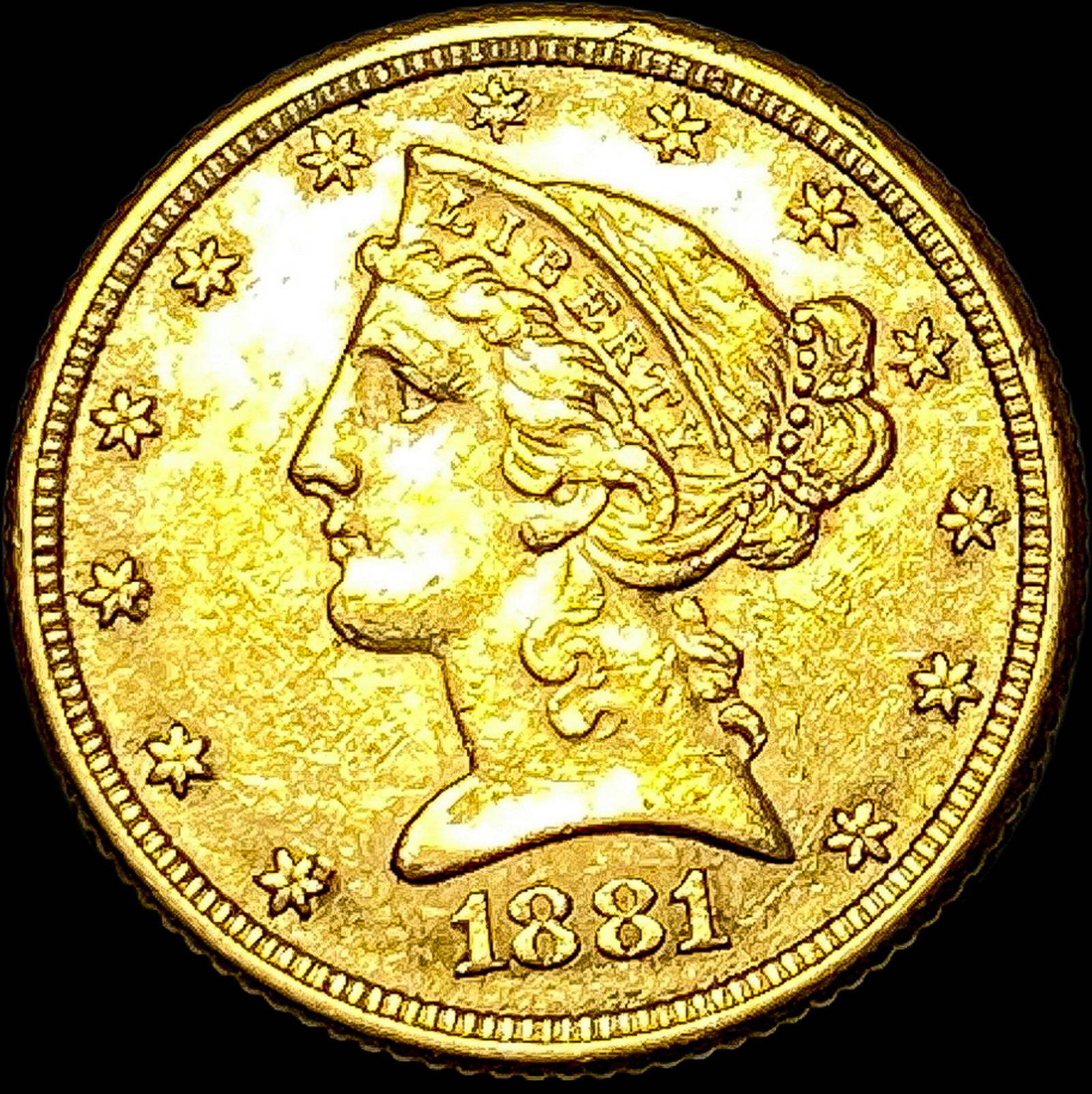 1881 Liberty Head Half Eagle $5 Gold CHOICE AU (1 of 2)