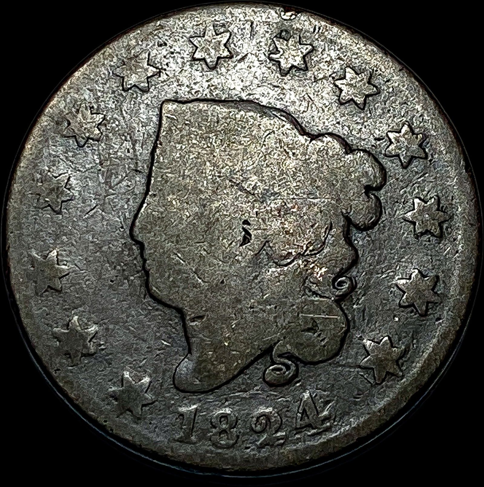 1824 Coronet Head Large Cent NICELY CIRCULATED (1 of 2)