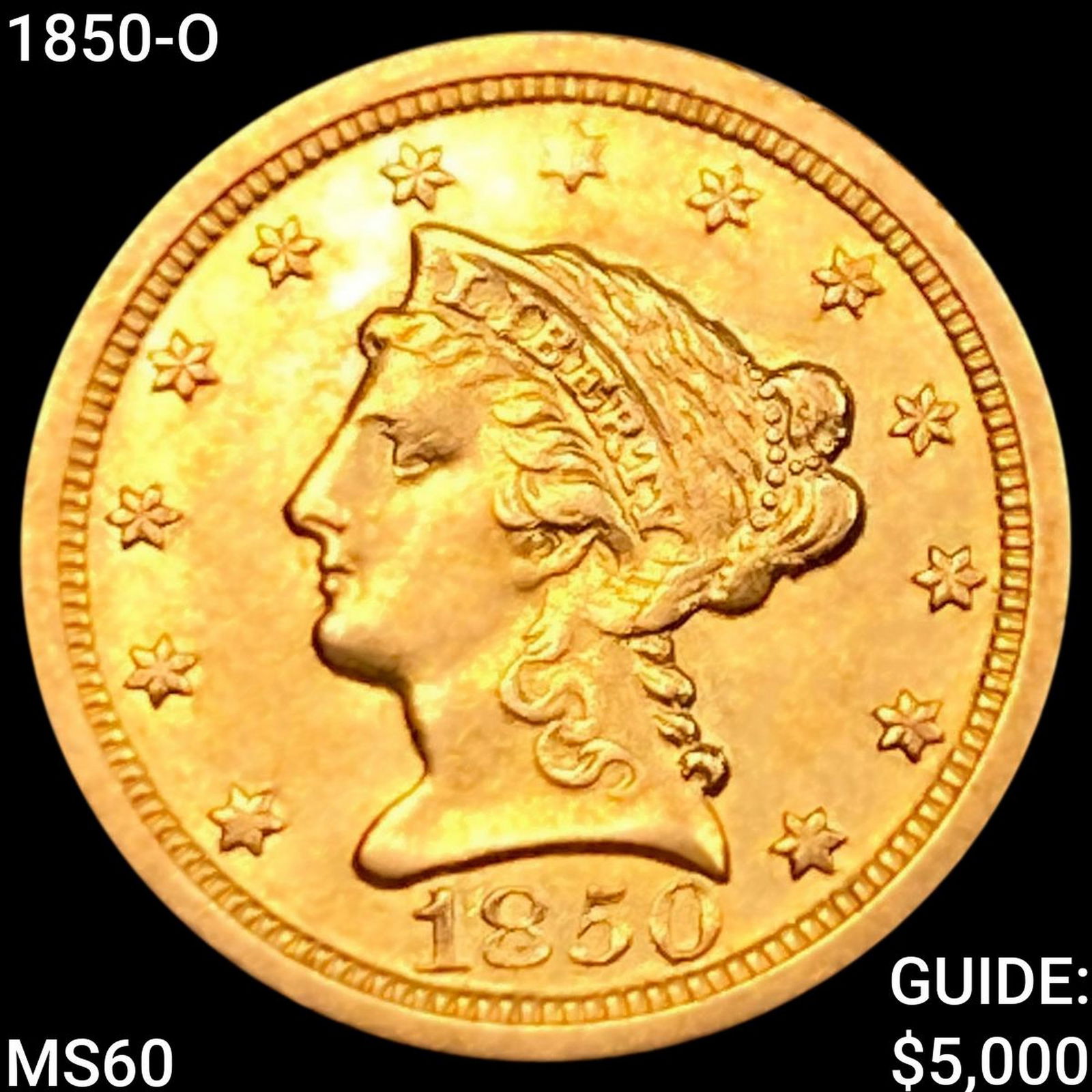 1850-O $2.50 Gold Quarter Eagle UNCIRCULATED (1 of 2)